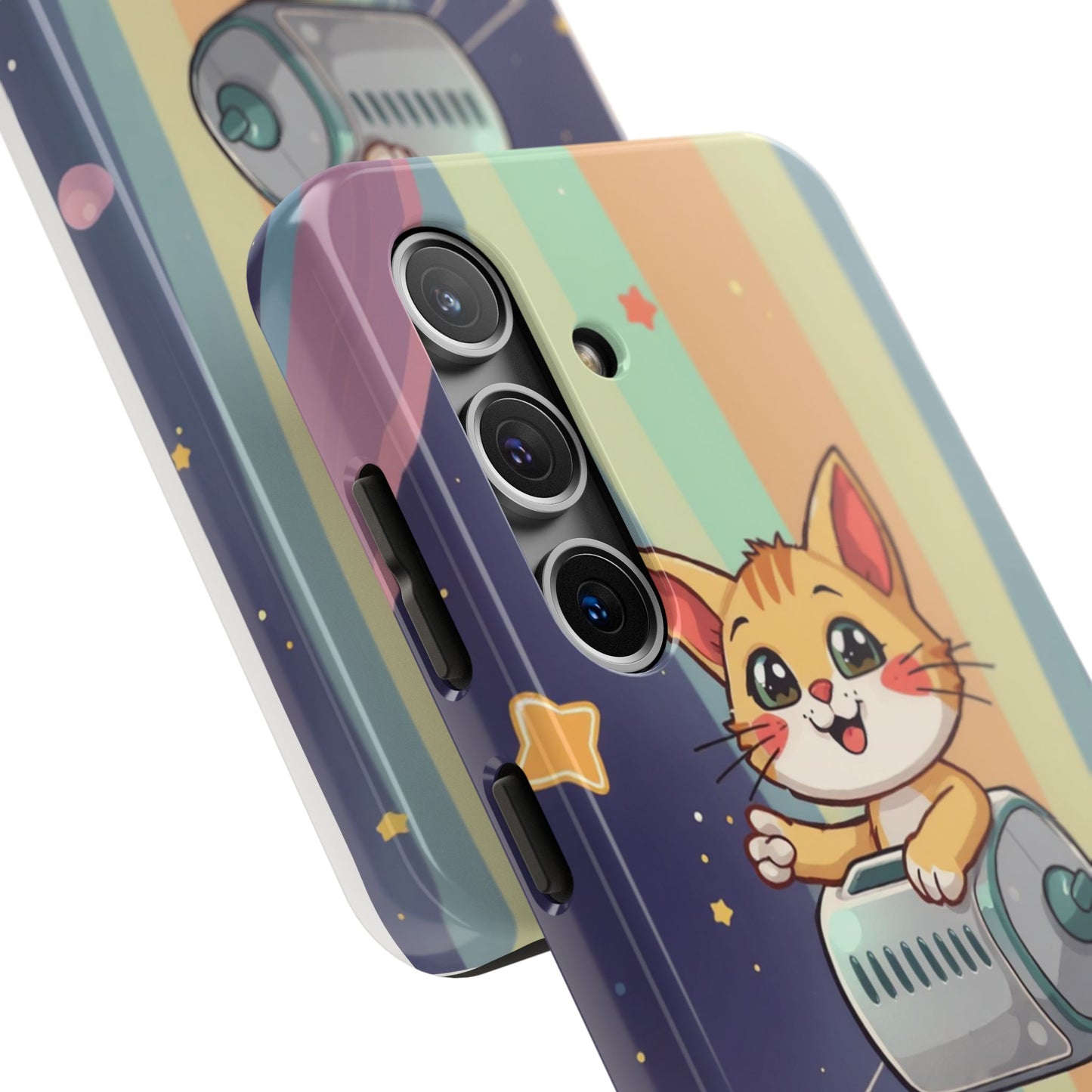 Cute Cat Rocket Phone Case - Vibrant and Playful Tough Case