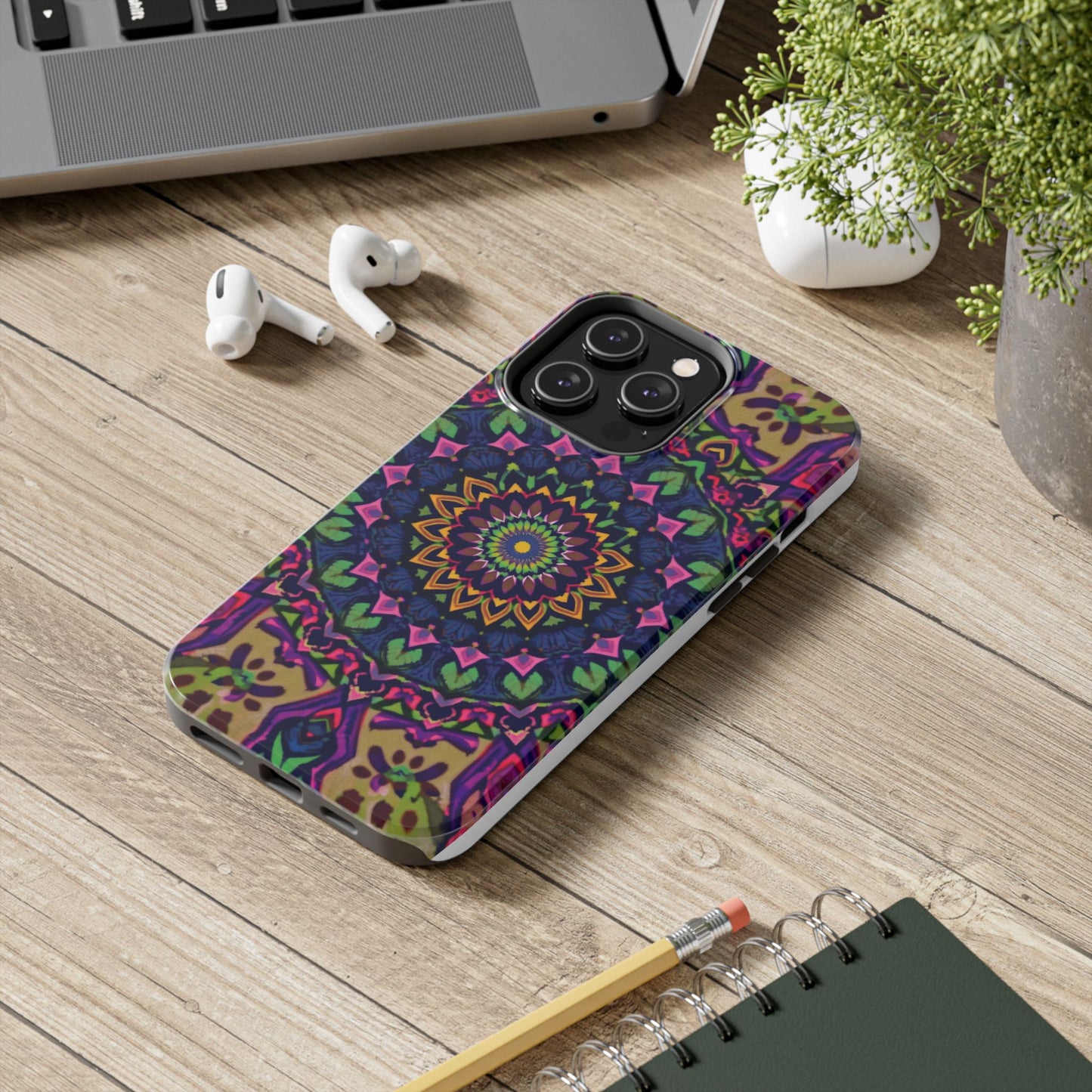 Vibrant Mandala Tough Phone Case - Colorful, Purple Fusion, Durable Protection for Your Device - for iPhone