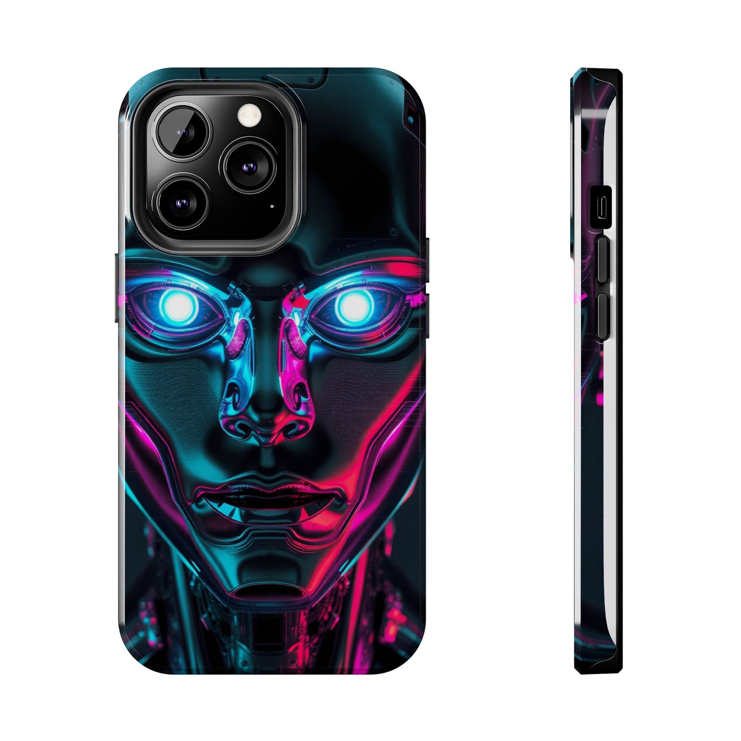Futuristic Phone Case, Tough Phone Cover, Cyberpunk Style, Robot Design, Gift for Tech Lovers, Unique Phone Accessories