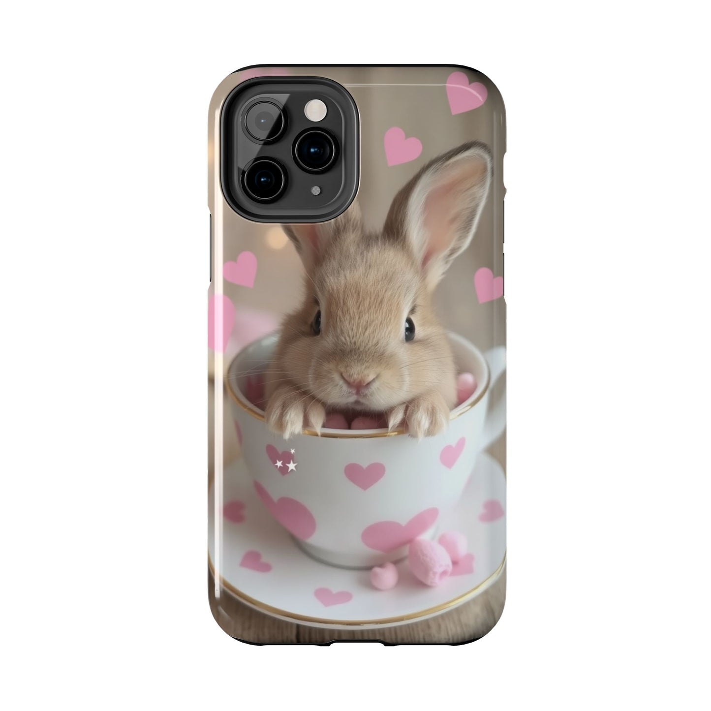 Adorable Bunny Phone Case with Heart Design - Cute Gift for Animal Lovers