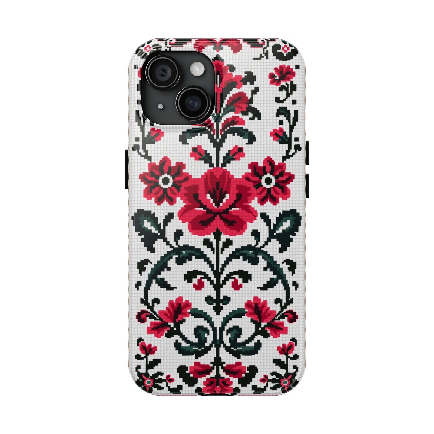 Traditional Floral Knit Tough Phone Cases - Durable Protection with Vintage Style - for iPhone