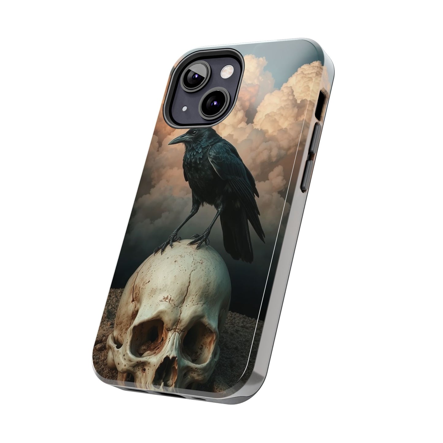 Gothic Raven Skull Tough Phone Case - Unique Protective Cover for Halloween Lovers