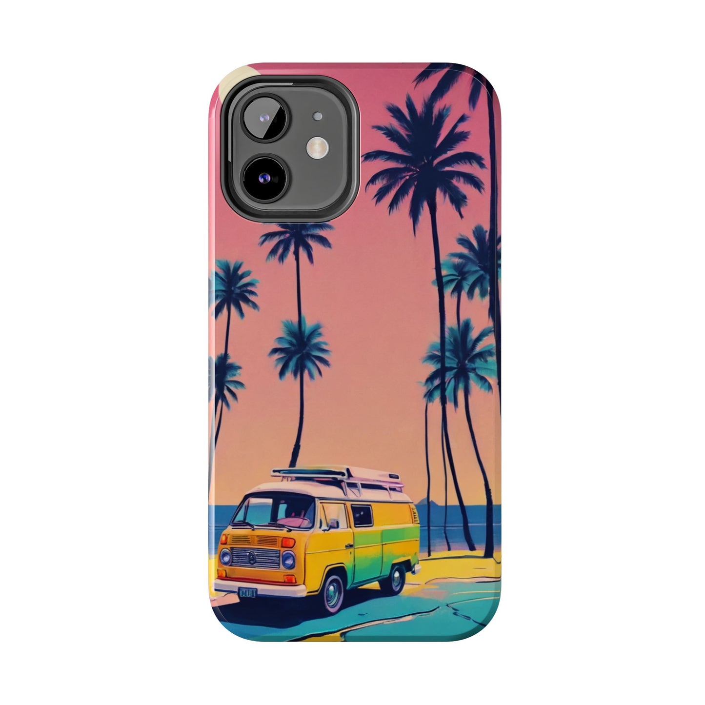 Tropical Beach Vibe Tough Phone Case - Vintage Van Design - for iPhone