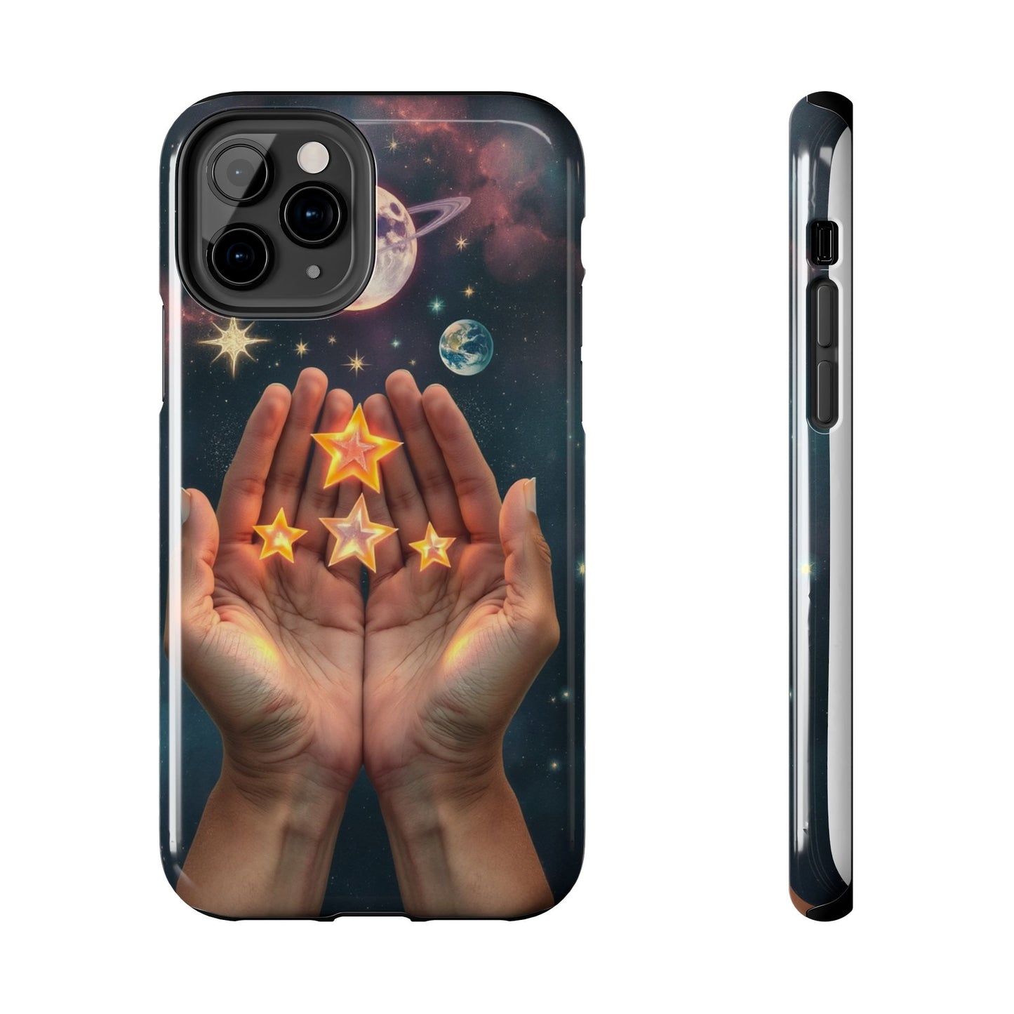 Galaxy Hands Tough Phone Case - Celestial Design for Star Lovers