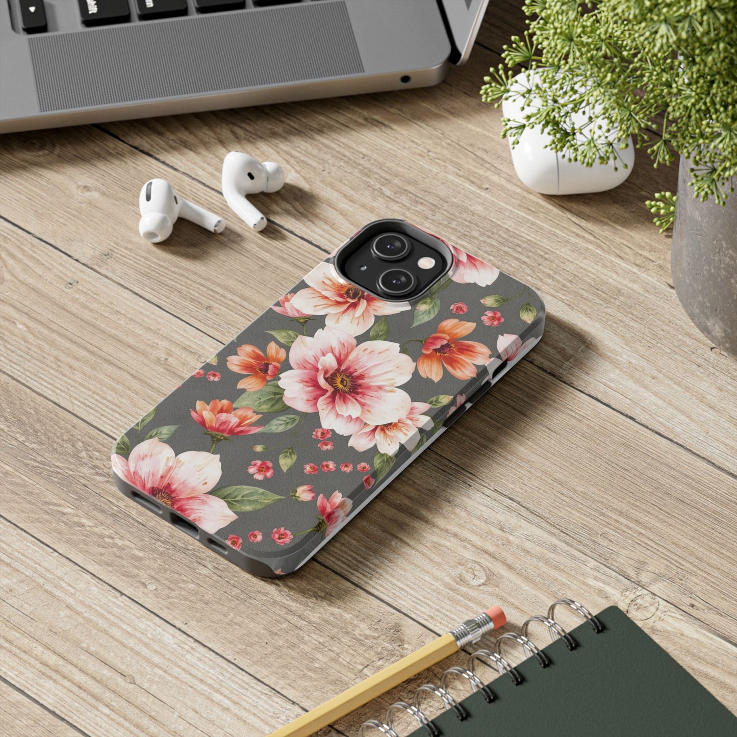 Floral Pink Tough Phone Case - Stylish & Durable Floral Design - for iPhone
