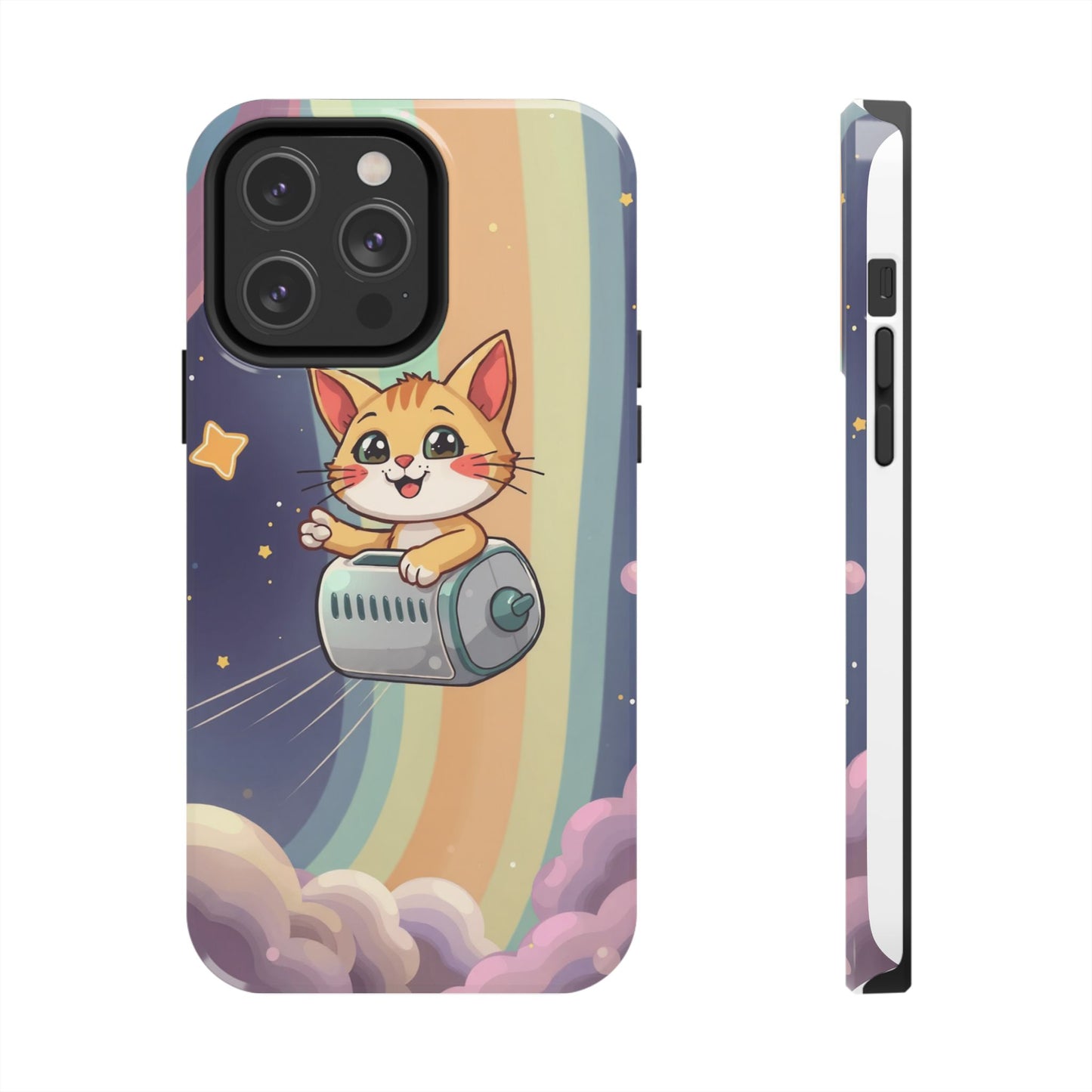 Cute Cat Rocket Phone Case - Vibrant and Playful Tough Case