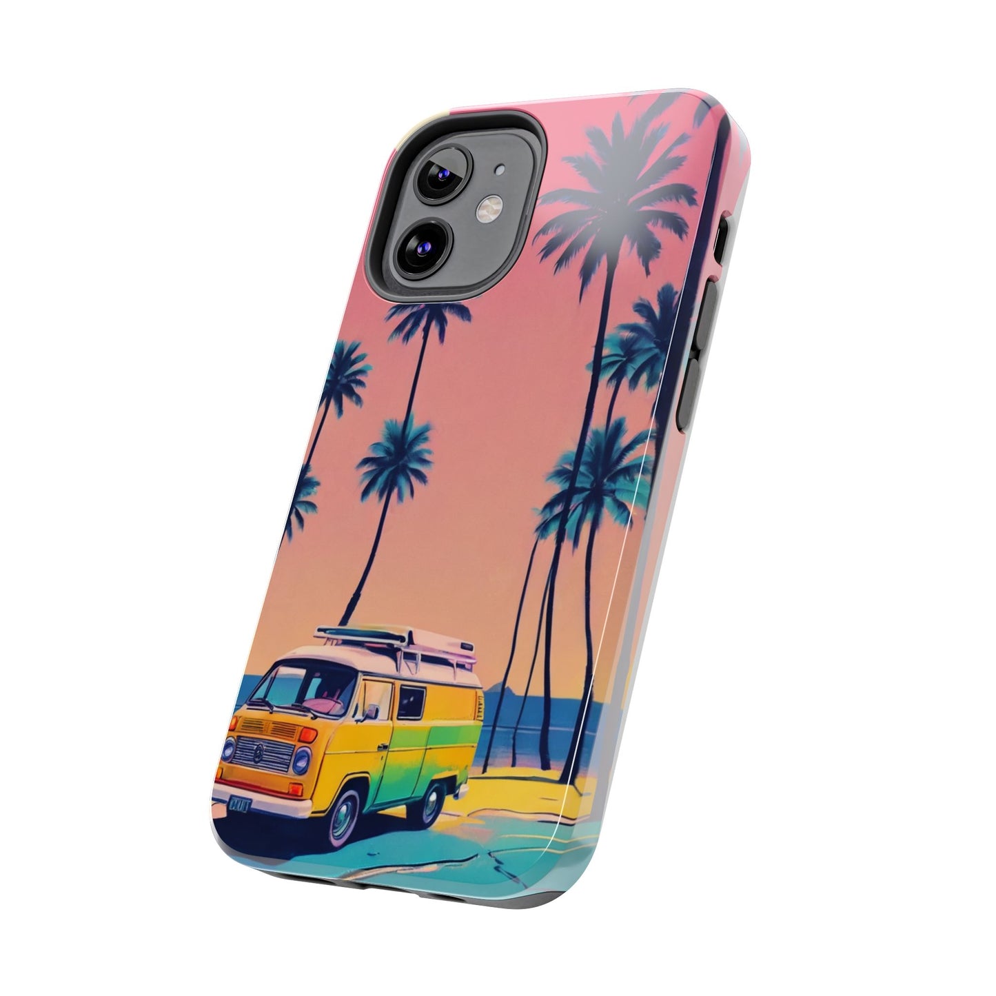 Tropical Beach Vibe Tough Phone Case - Vintage Van Design - for iPhone
