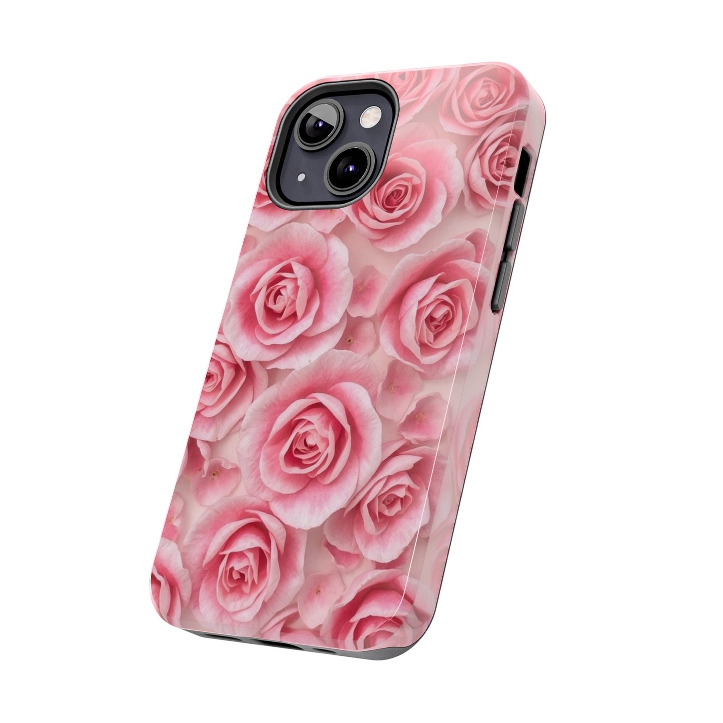 Floral Tough Phone Case - Pink Rose Design, Durable Protection for Flower Lovers