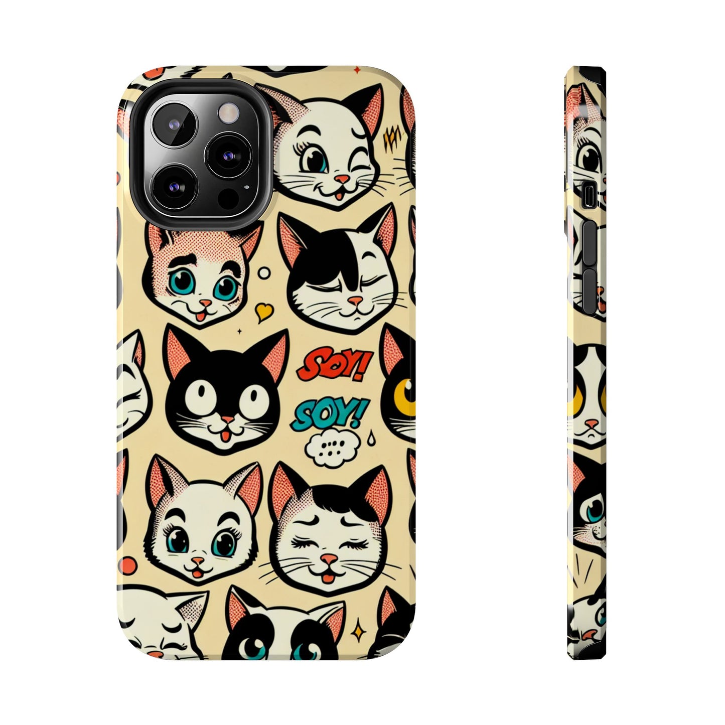 Playful Cat-Themed Tough Phone Case - Pet Pattern - for iPhone