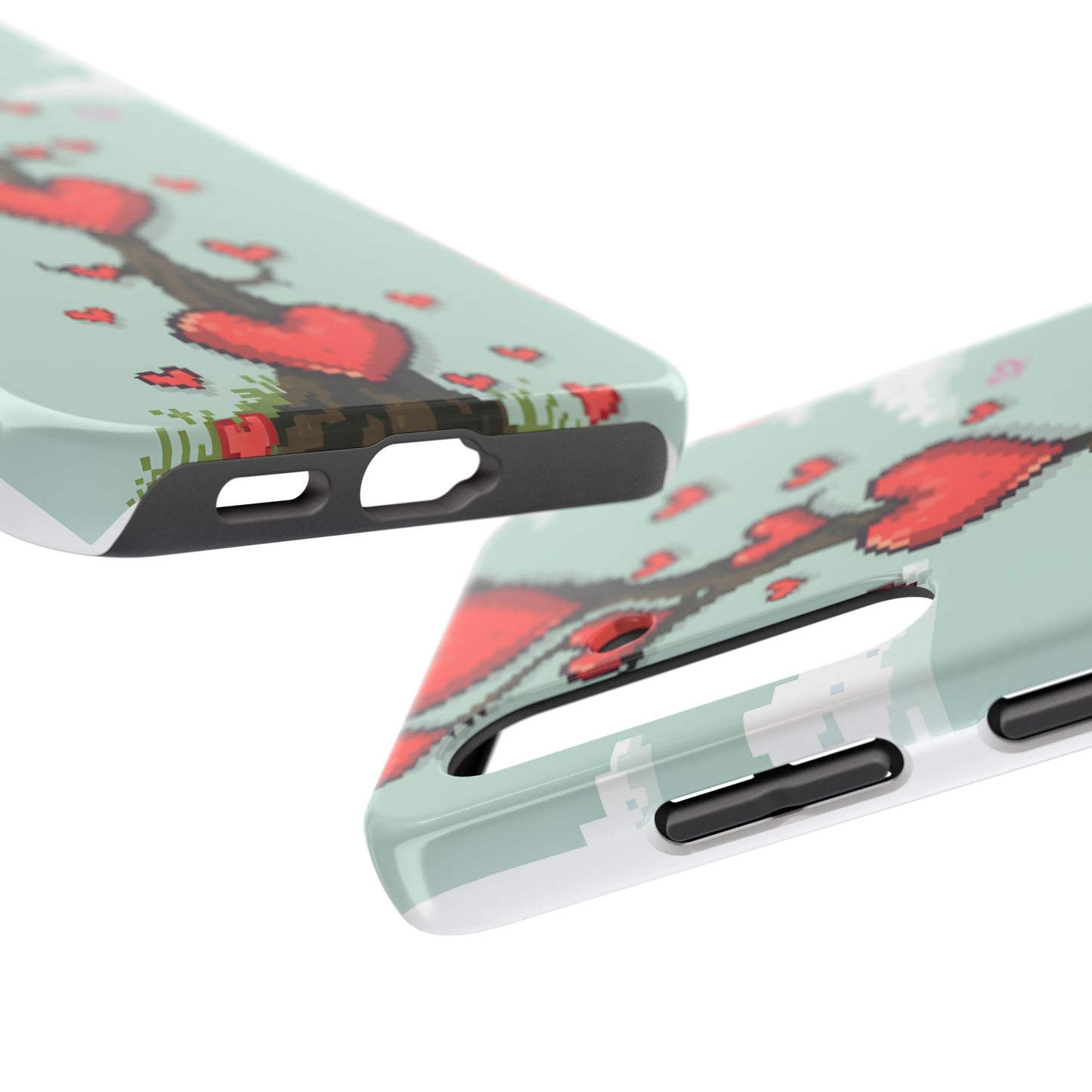 Pixelated Love Hearts Tree | Tough Phone Case - Cute Design - for iPhone
