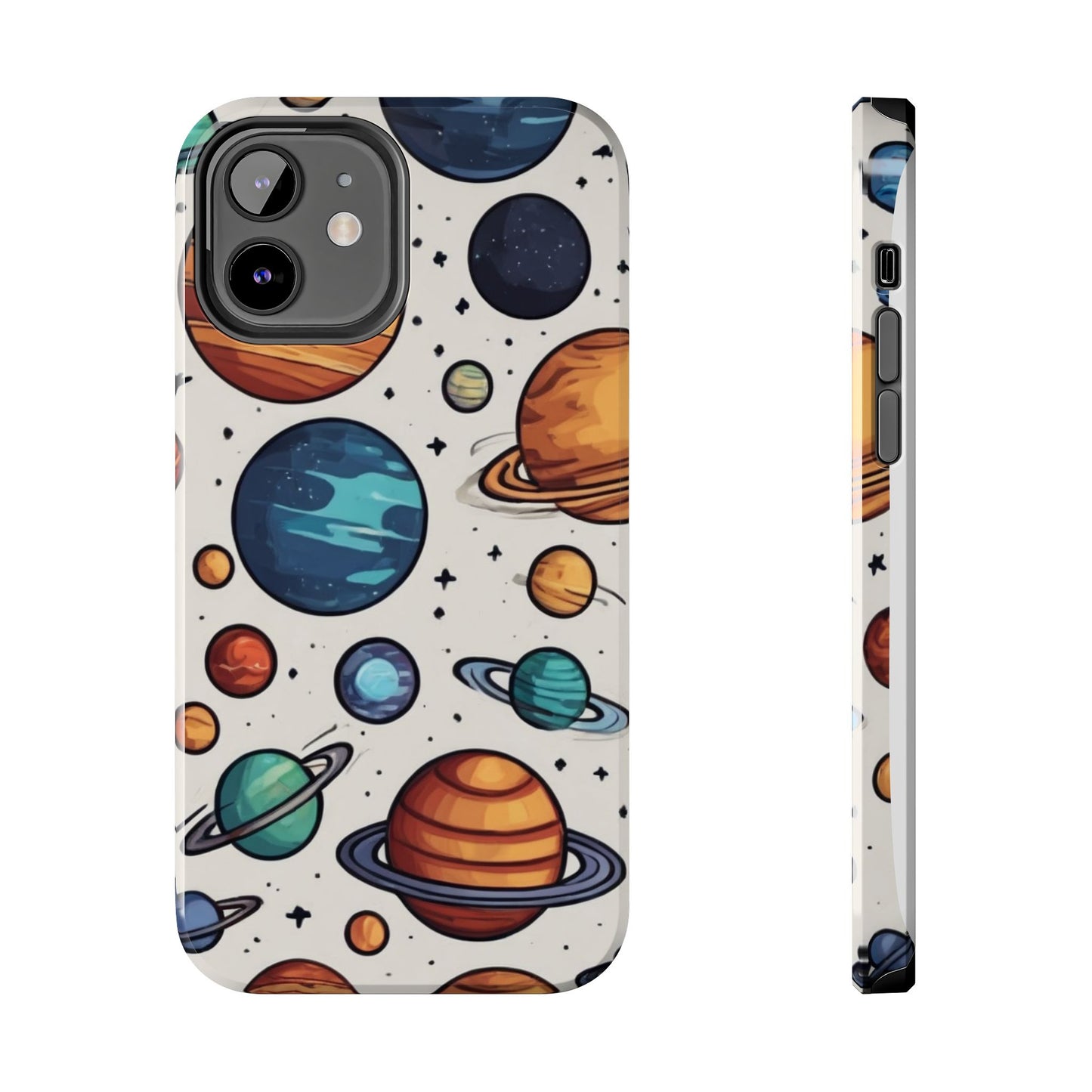 Cosmic Galaxy Tough Phone Case - Planetary Cartoon Design - for iPhone