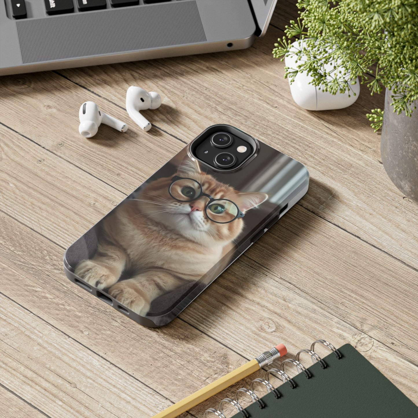 Cute Cat Glasses Tough Phone Case - Fun & Stylish Protection for Cat Lovers