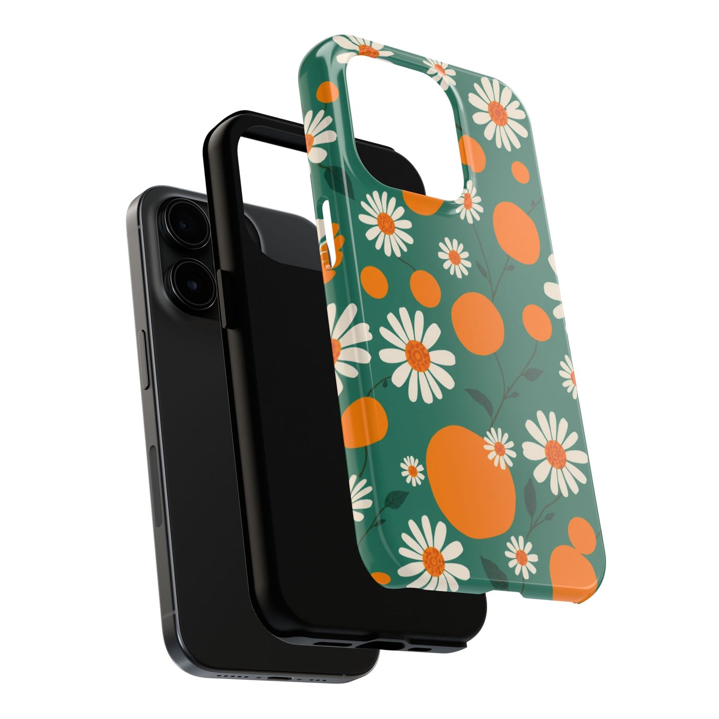 Floral Tough Phone Case - Daisy & Orange Design