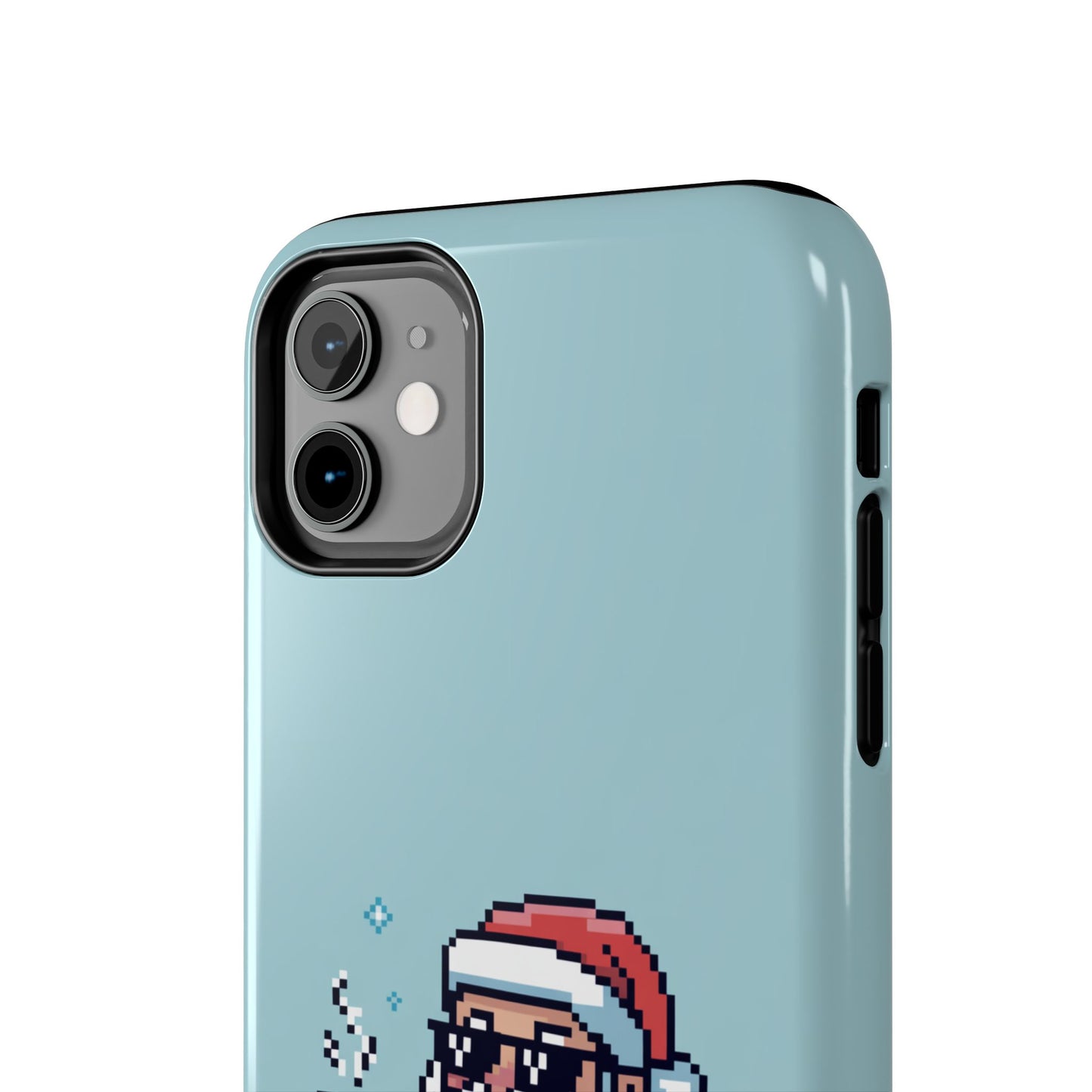 Pixel Art Santa Claus iPhone Case - Festive Tough Case with 'Be Good' Design