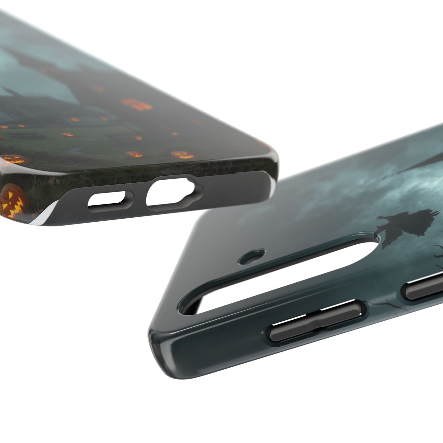 Halloween-Themed Tough Phone Case with Spooky House Design