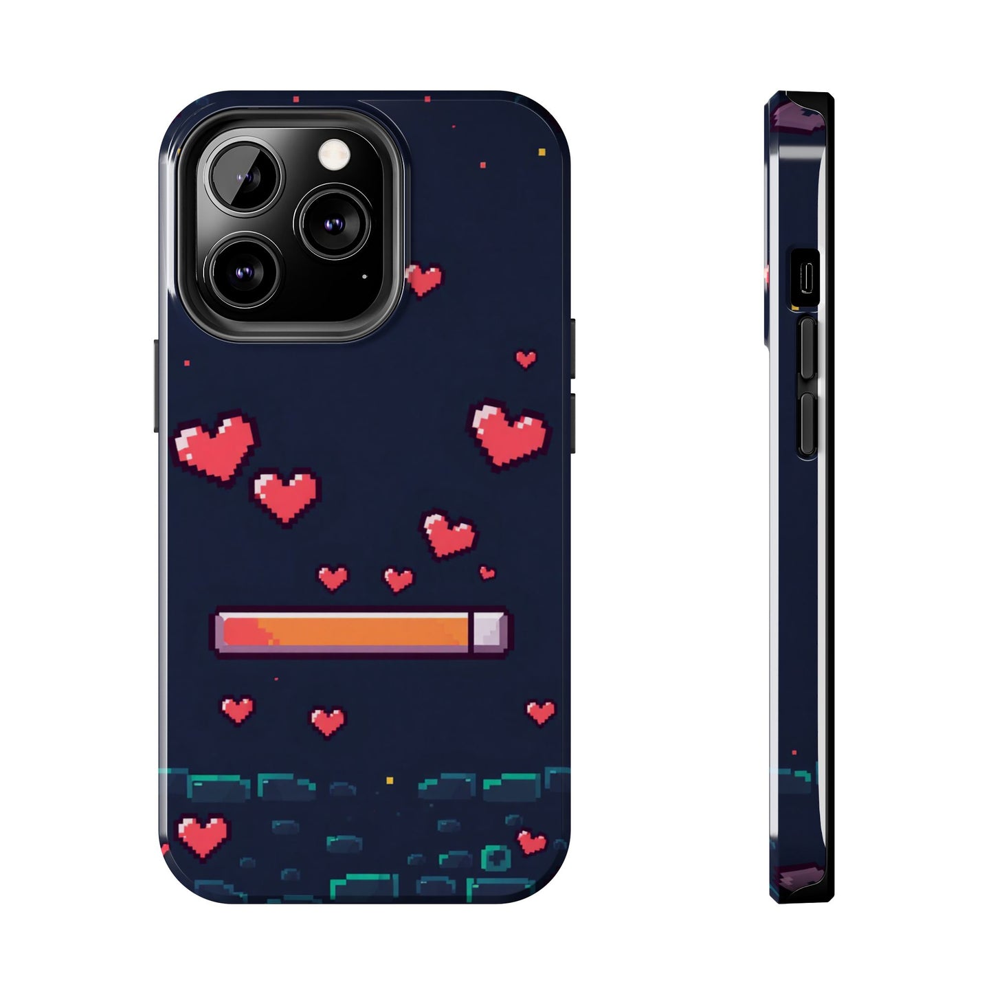 Pixel Heart Tough Phone Case - Retro Gamer Style for Valentine's Day
