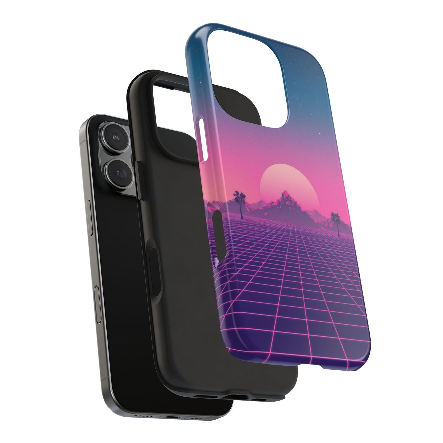 Retro Aesthetic Tough Phone Case - Vibrant Sunset Design