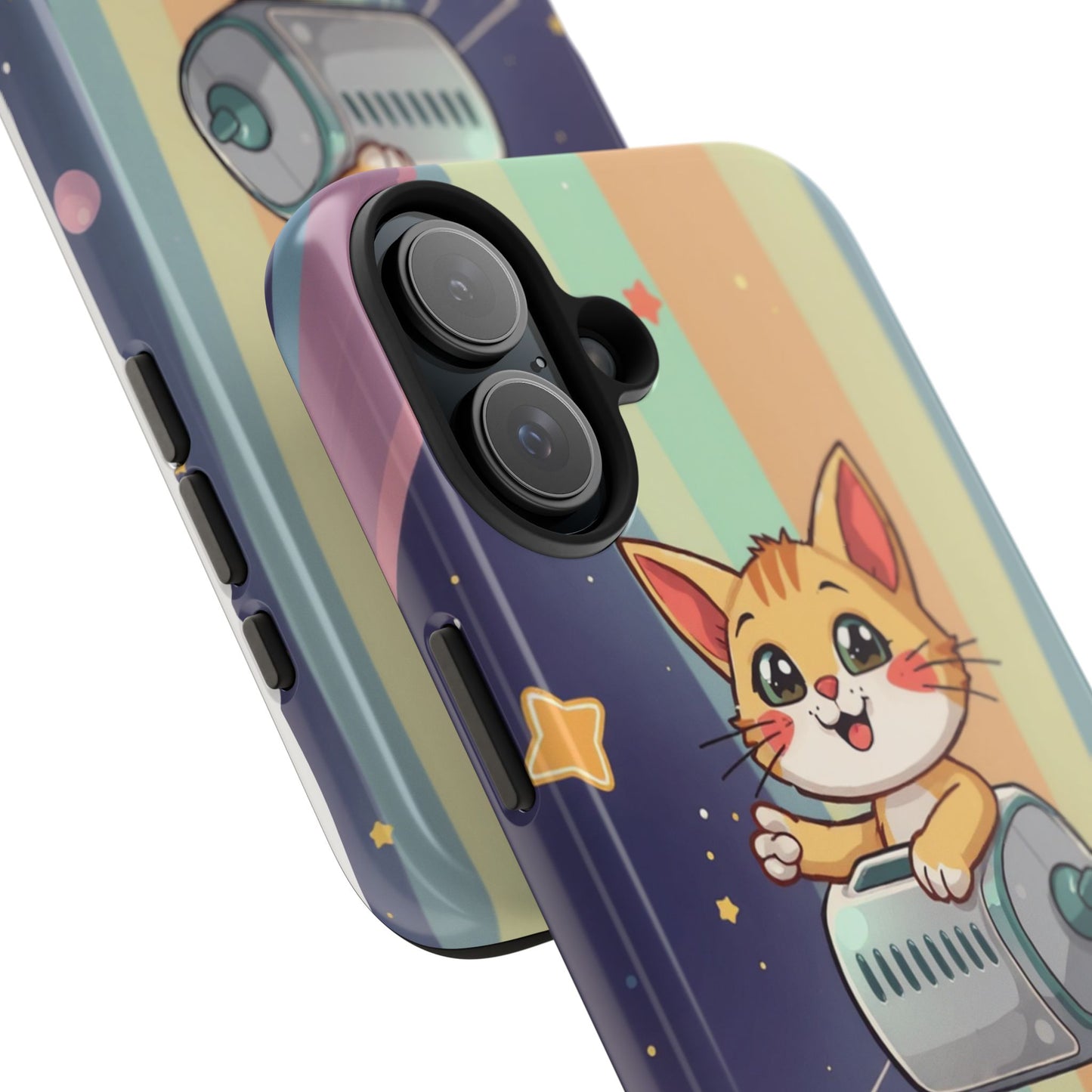 Cute Cat Rocket Phone Case - Vibrant and Playful Tough Case