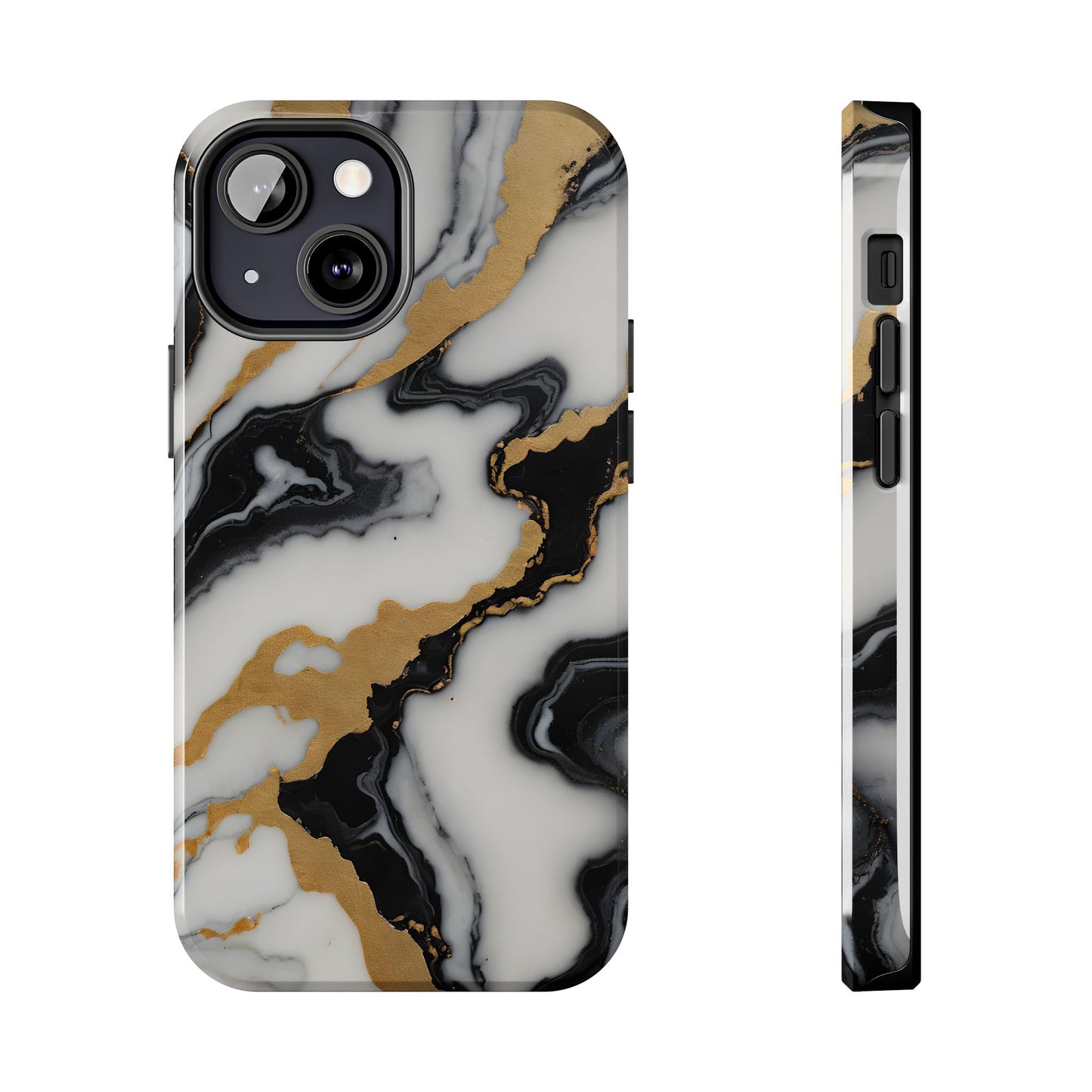 Elegant Gold Marble Tough Phone Case - Stylish Protection for Your iPhone