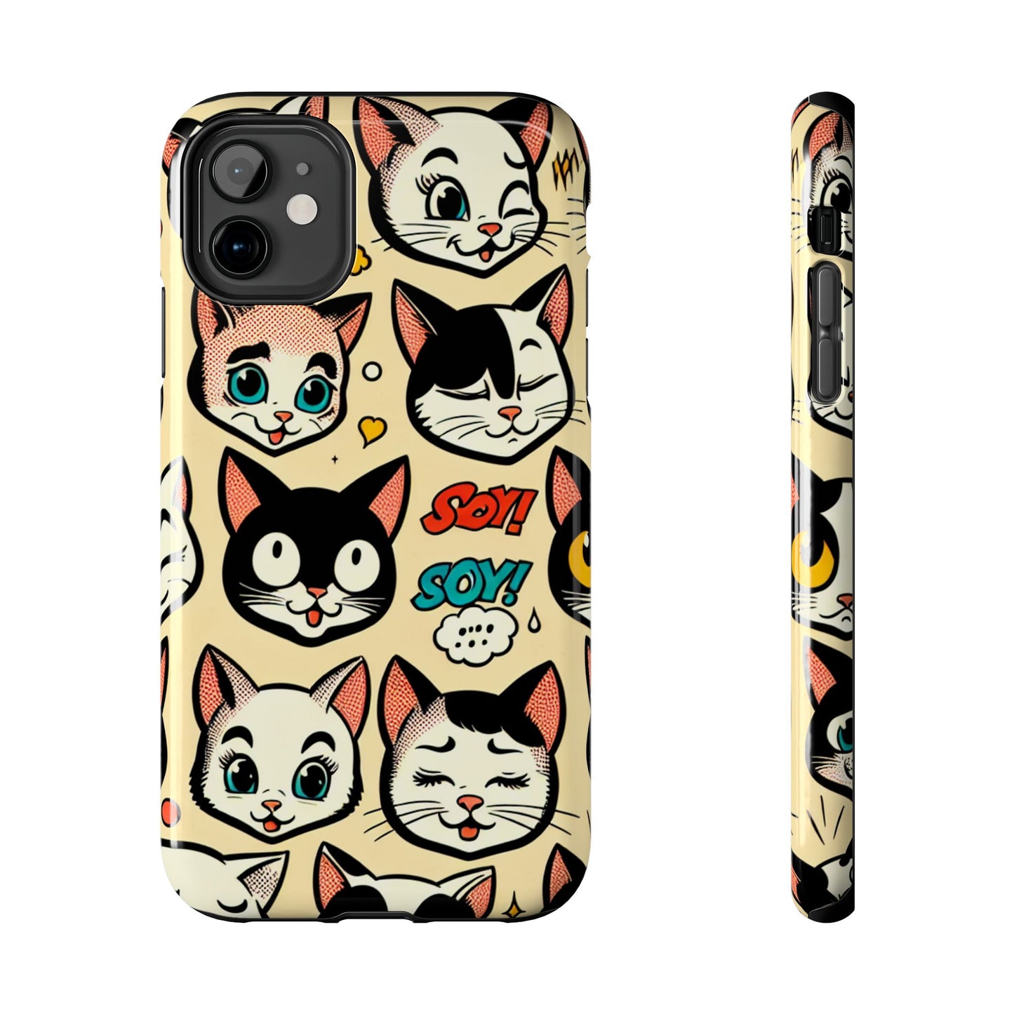 Playful Cat-Themed Tough Phone Case - Pet Pattern - for iPhone