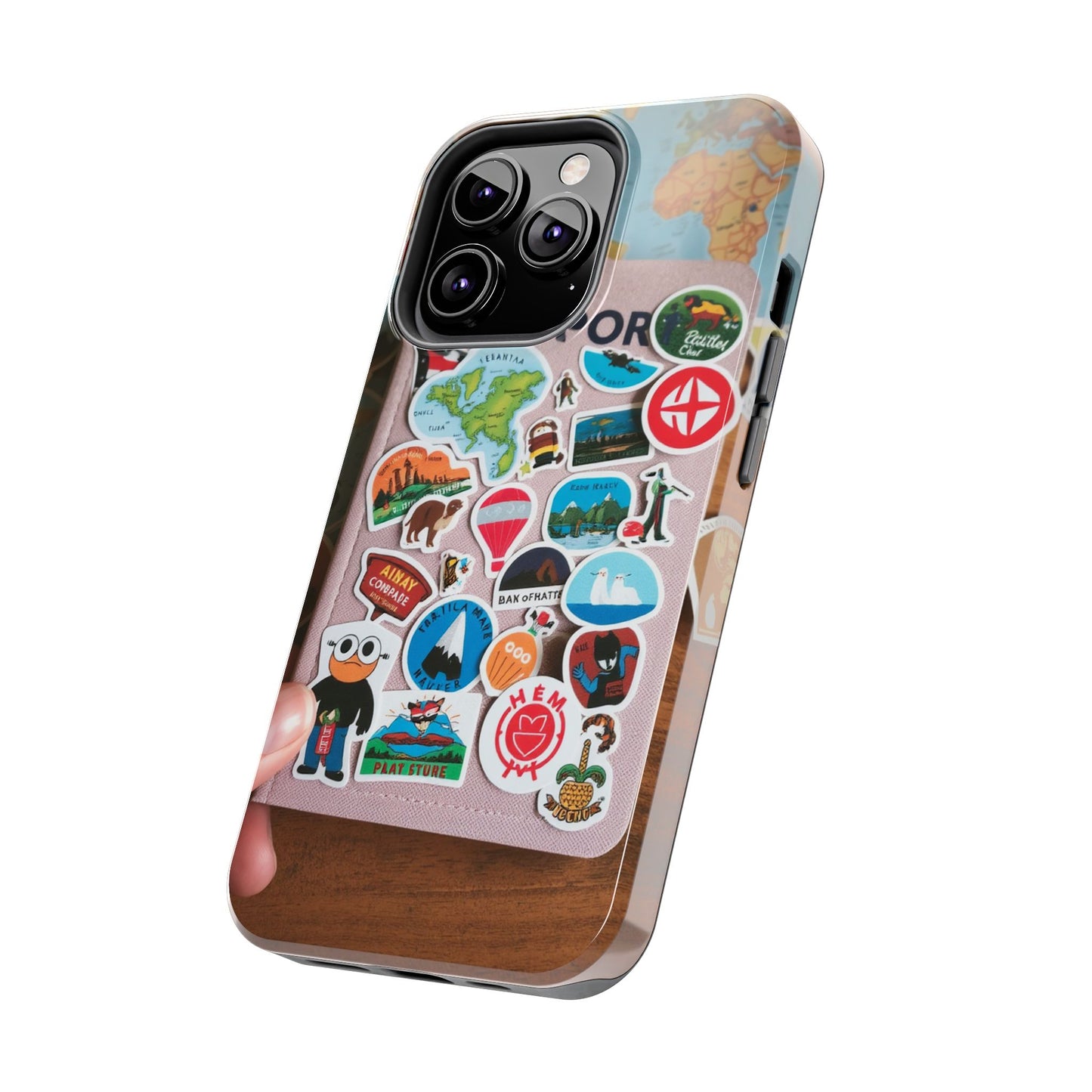 Adventure Stickers Phone Case - Tough Protection for Travel Lovers