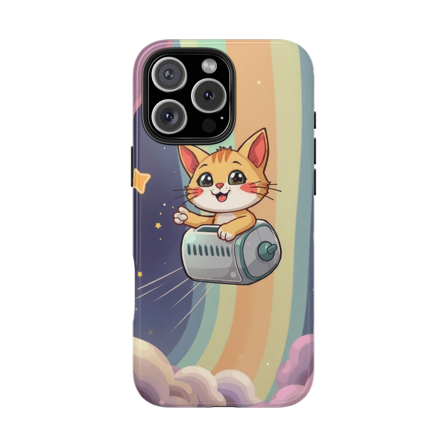 Cute Cat Rocket Phone Case - Vibrant and Playful Tough Case