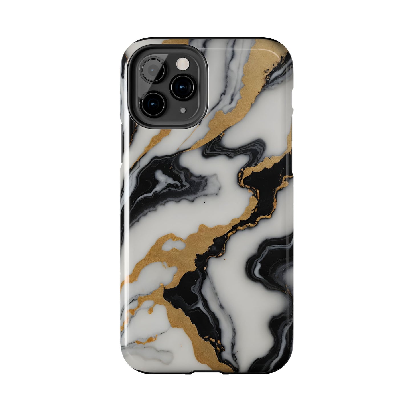 Elegant Gold Marble Tough Phone Case - Stylish Protection for Your iPhone