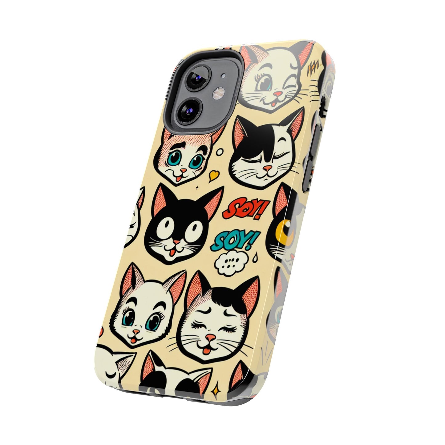 Playful Cat-Themed Tough Phone Case - Pet Pattern - for iPhone