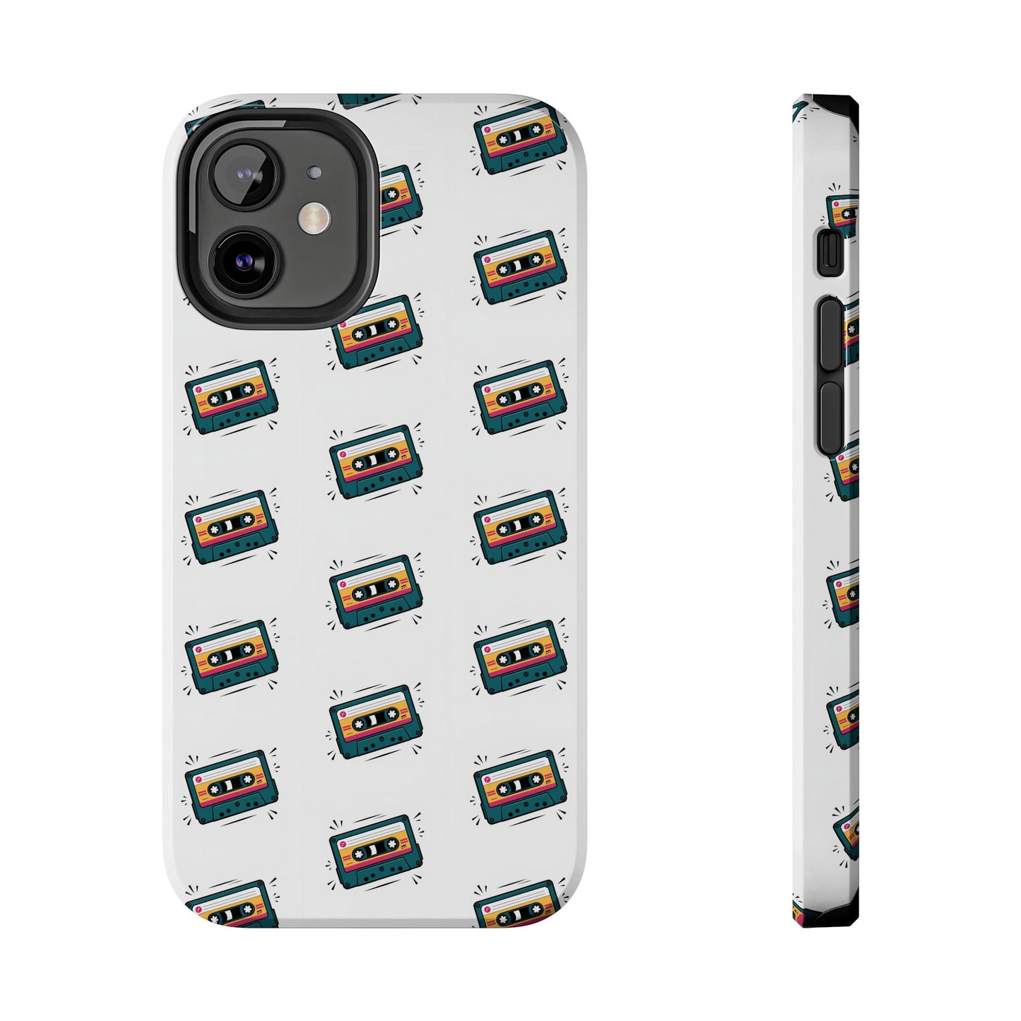 Retro Cassette Tape Phone Case Pattern - White