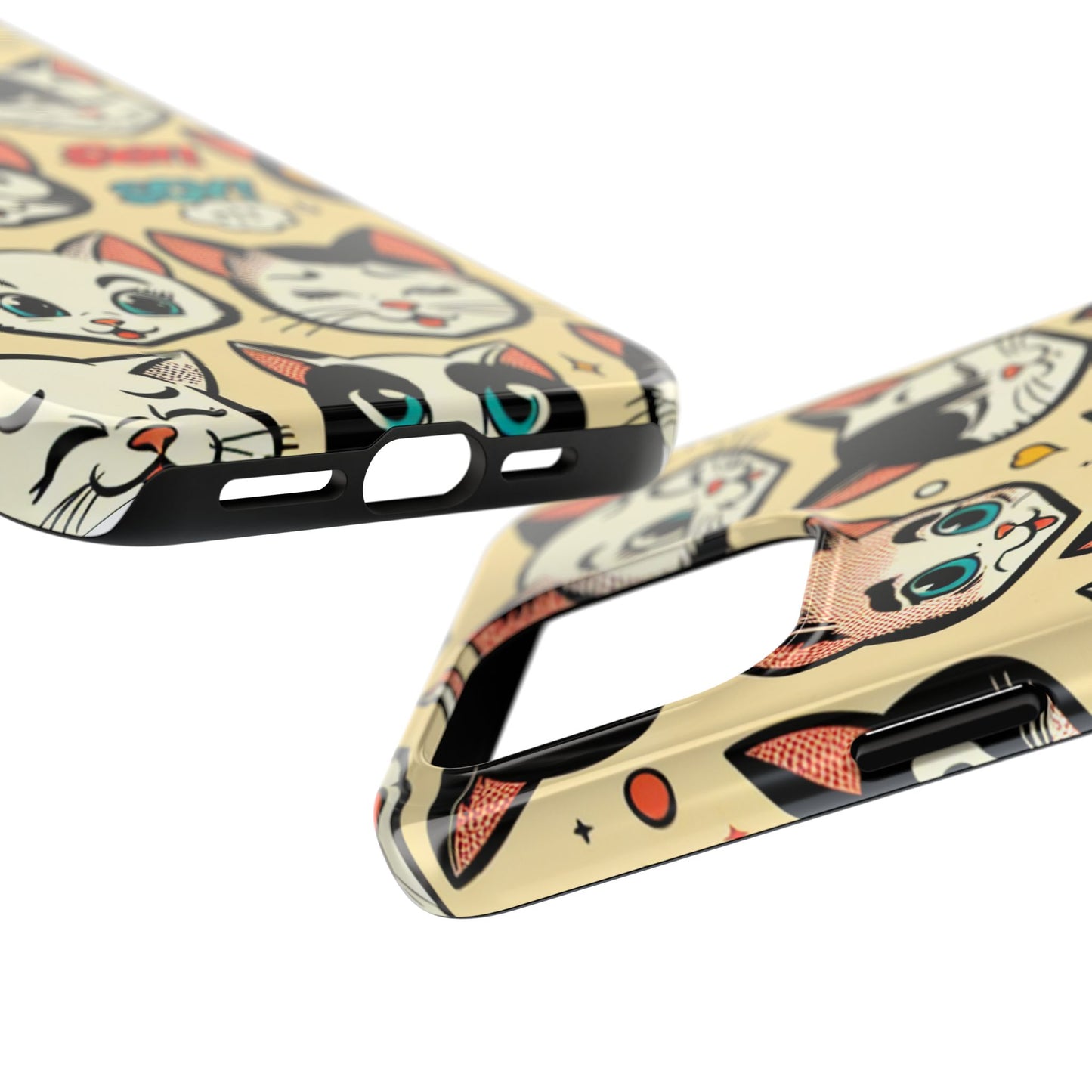 Playful Cat-Themed Tough Phone Case - Pet Pattern - for iPhone