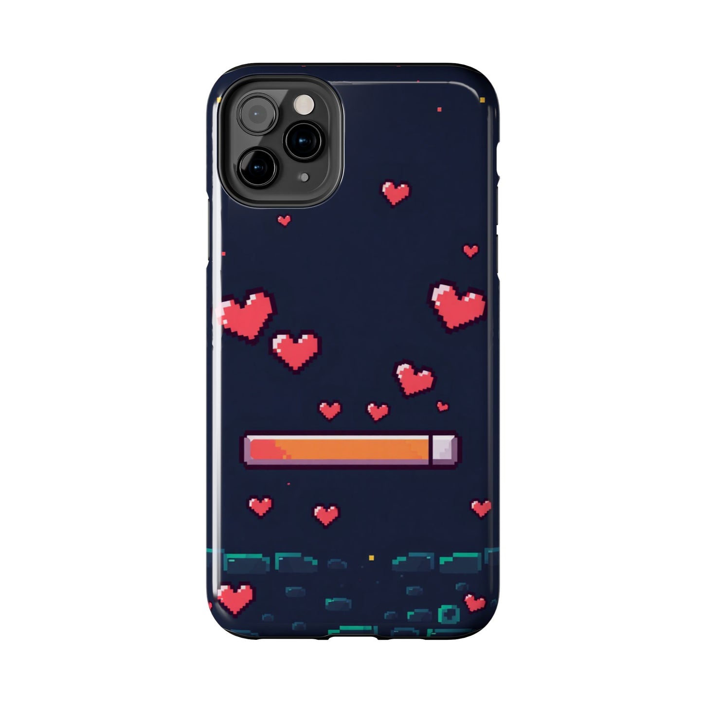 Pixel Heart Tough Phone Case - Retro Gamer Style for Valentine's Day
