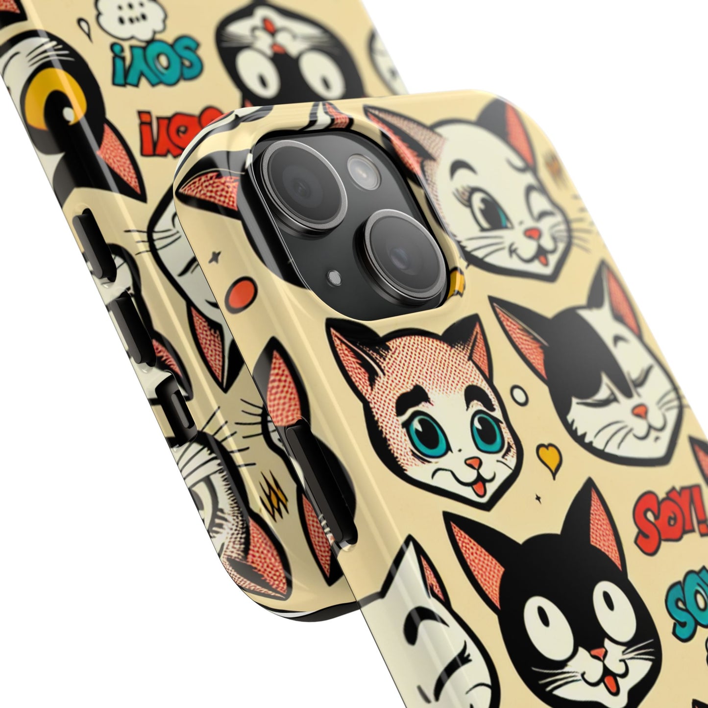 Playful Cat-Themed Tough Phone Case - Pet Pattern - for iPhone