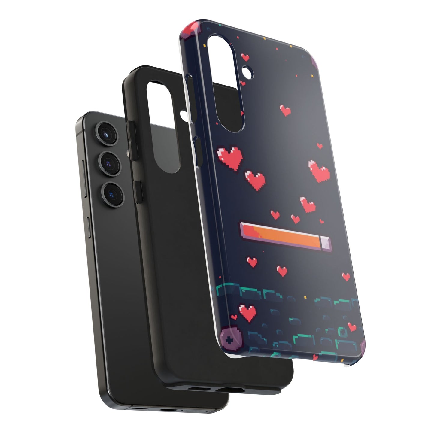 Pixel Heart Tough Phone Case - Retro Gamer Style for Valentine's Day