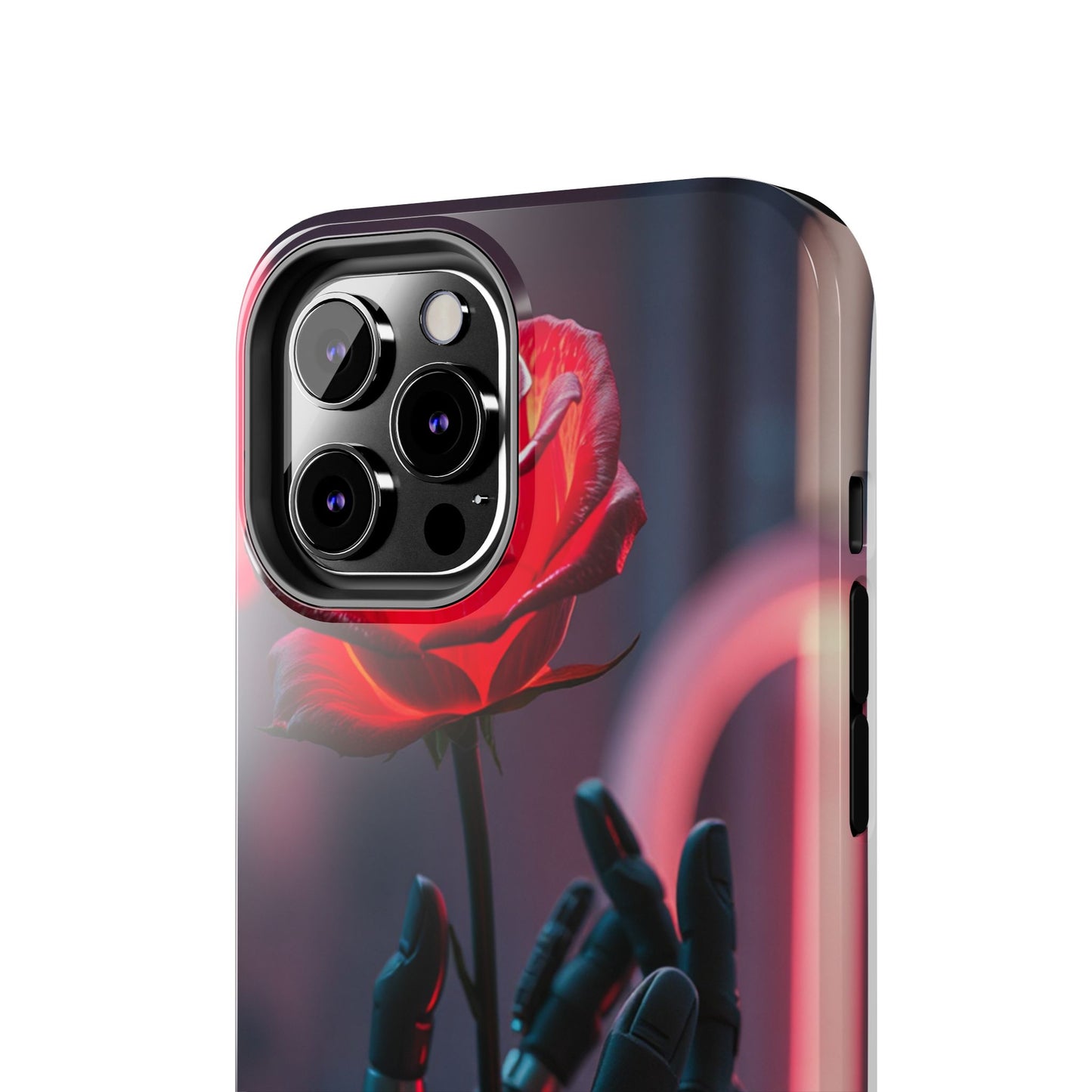 Futuristic Tough Phone Case with Robotic Rose Design | Durable Protection