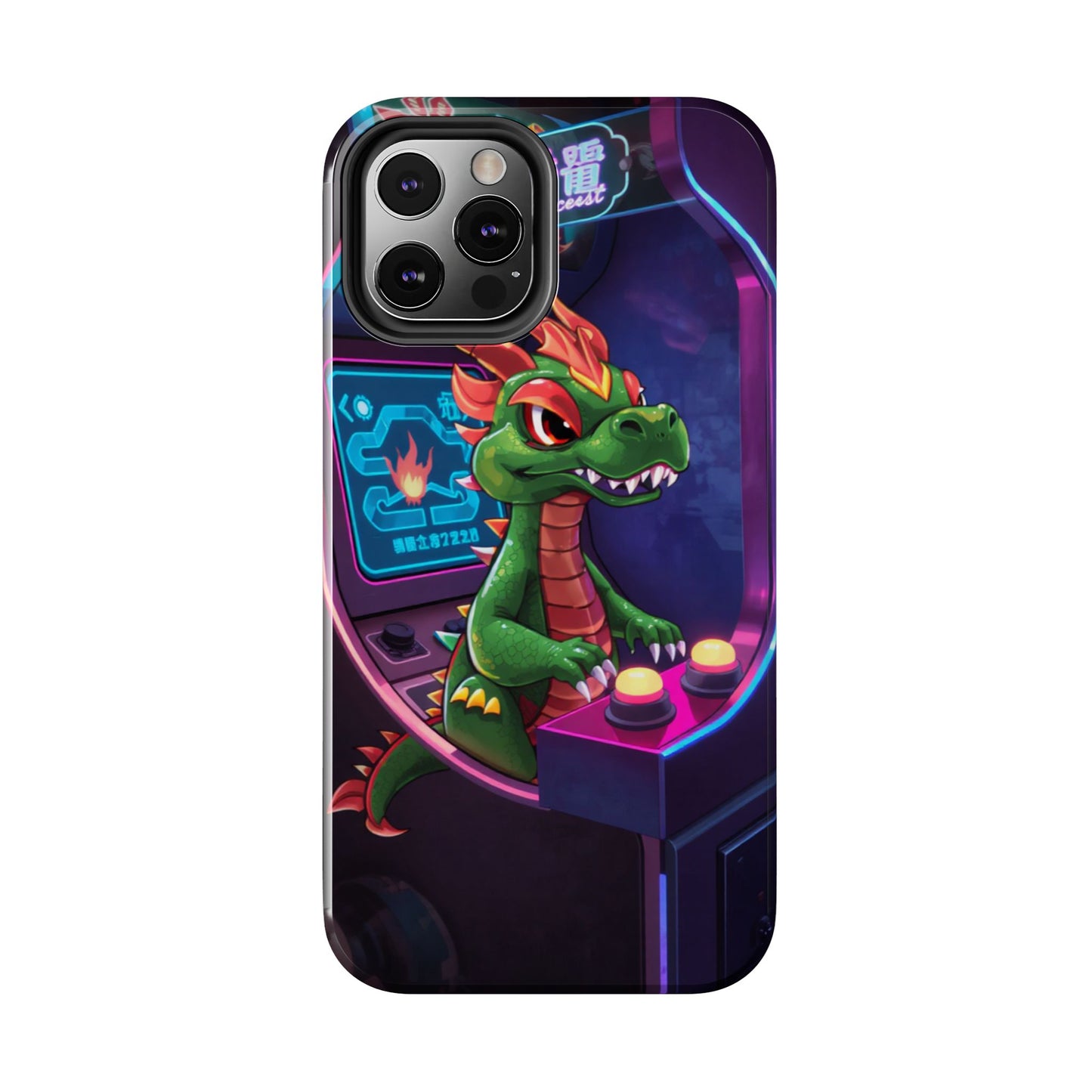 Retro Gamer Tough Phone Case with Dragon Design