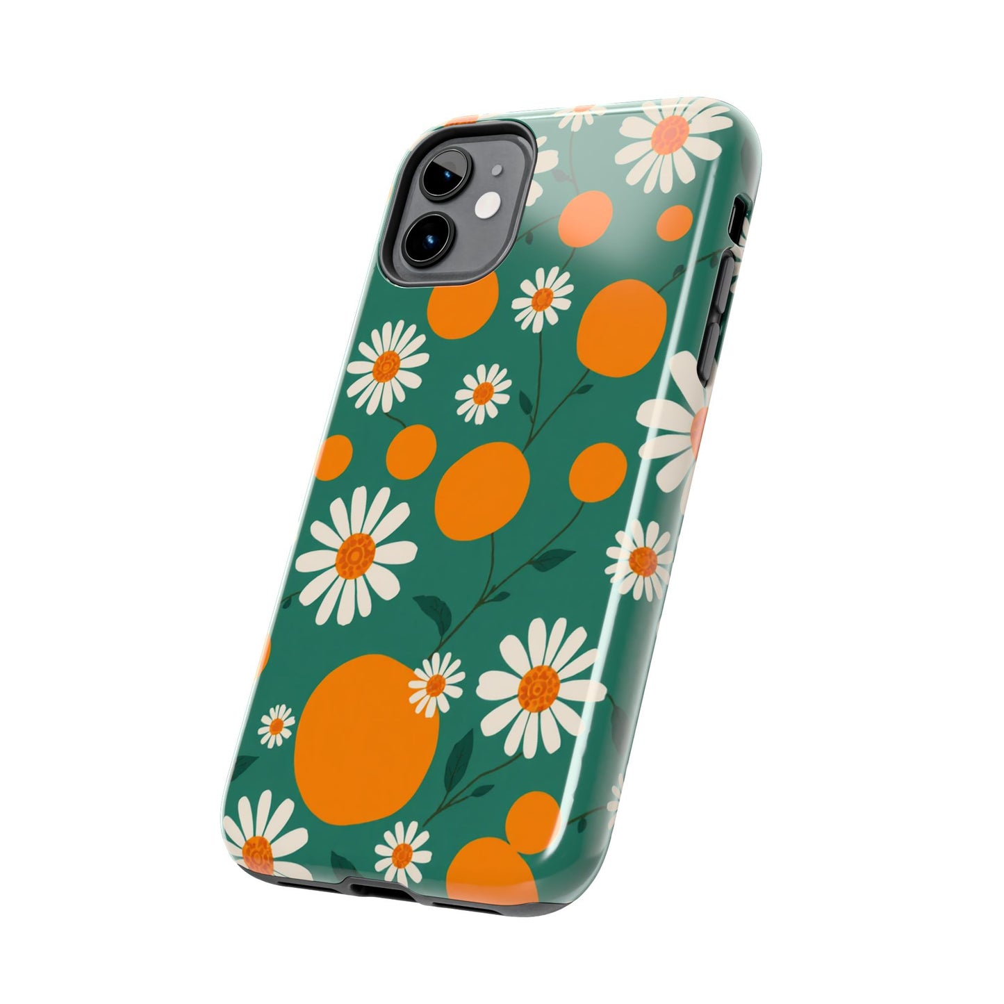Floral Tough Phone Case - Daisy & Orange Design