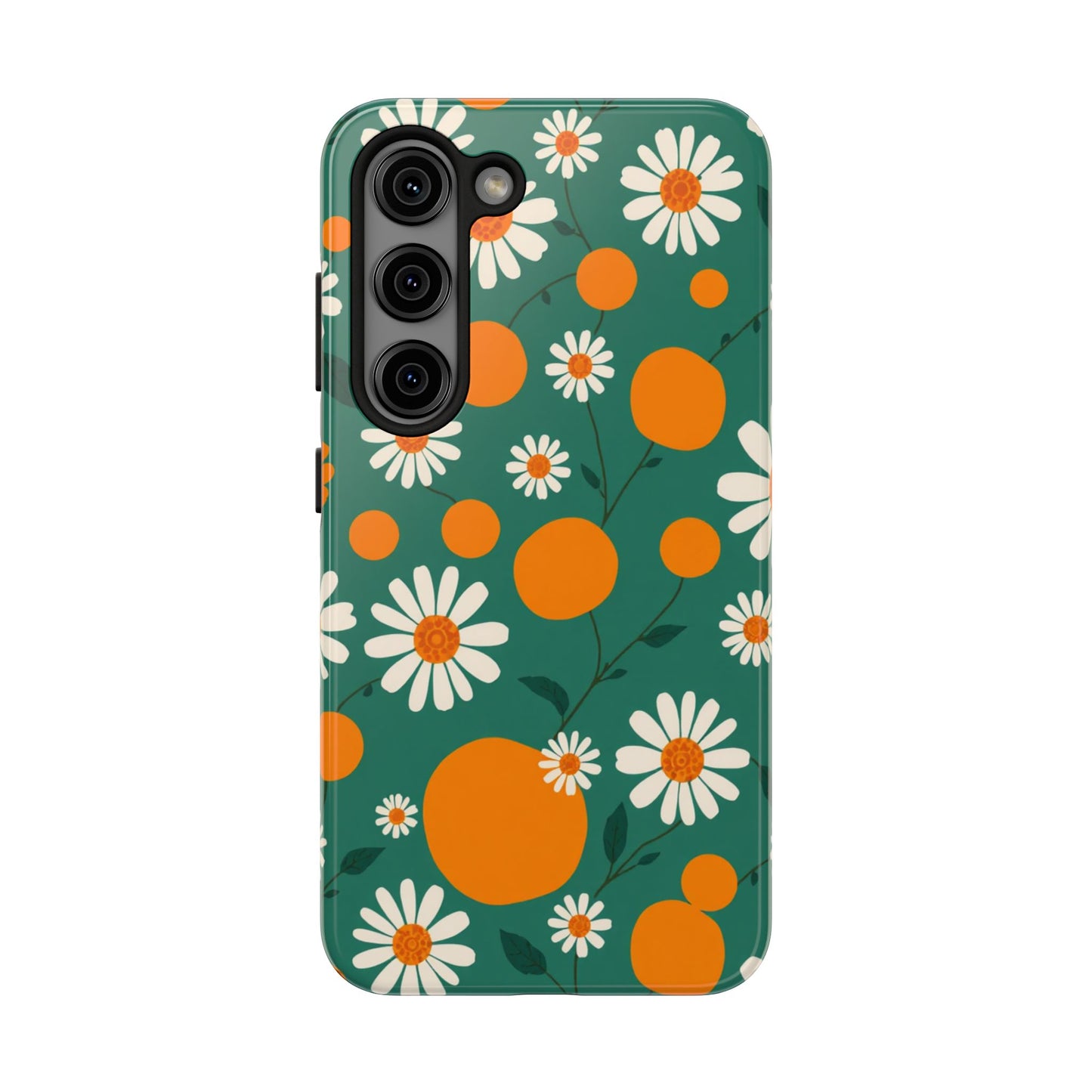 Floral Tough Phone Case - Daisy & Orange Design