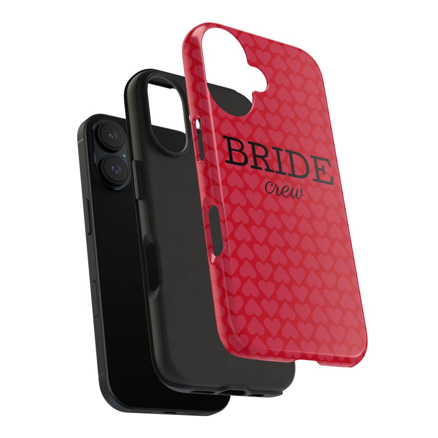 Bride Crew Tough Phone Case – Stylish Red Heart Design for Wedding Parties - for iPhone
