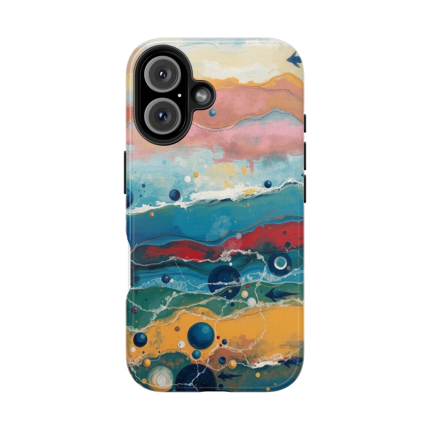 Artistic Tough Phone Case - Vibrant Waves Design for Unique Style