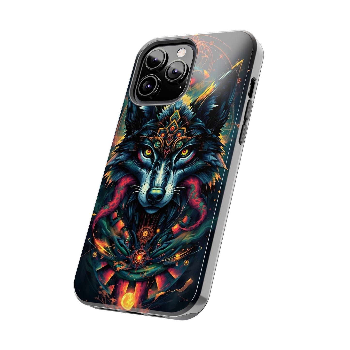 Vibrant Mystical Wolf Art Tough Phone Case - Durable & Unique Design for Animal Lovers - for iPhone