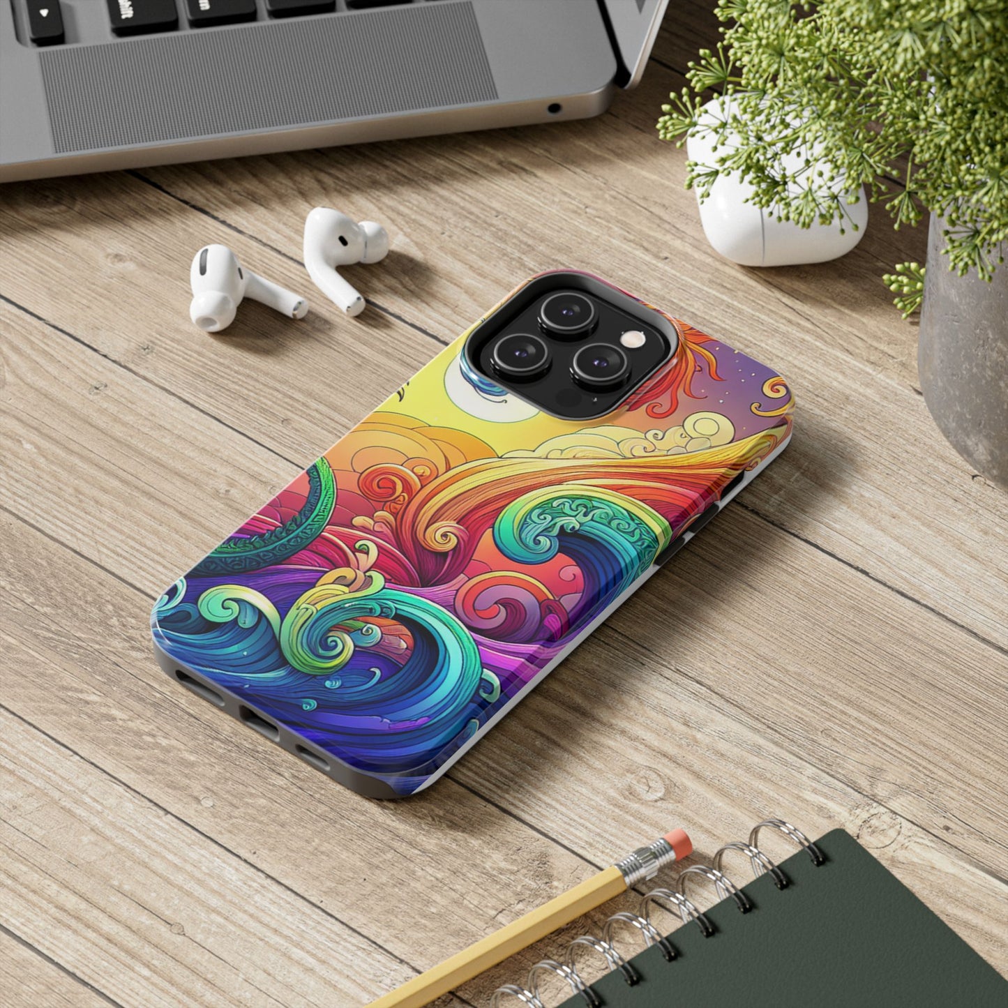 Fantasy Ocean Waves Tough Phone Case - Colorful Protective Cover - for iPhone