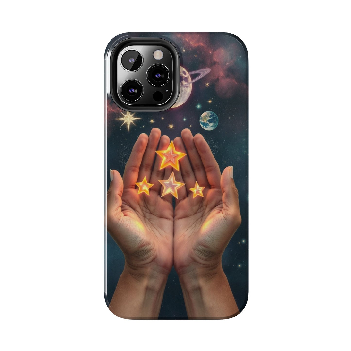 Galaxy Hands Tough Phone Case - Celestial Design for Star Lovers