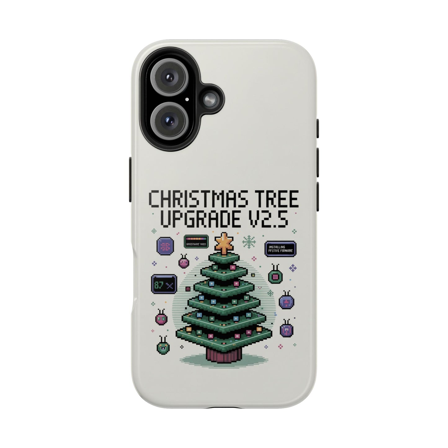 Christmas Tree Upgrade Tough iPhone Case - Pixel Art Design