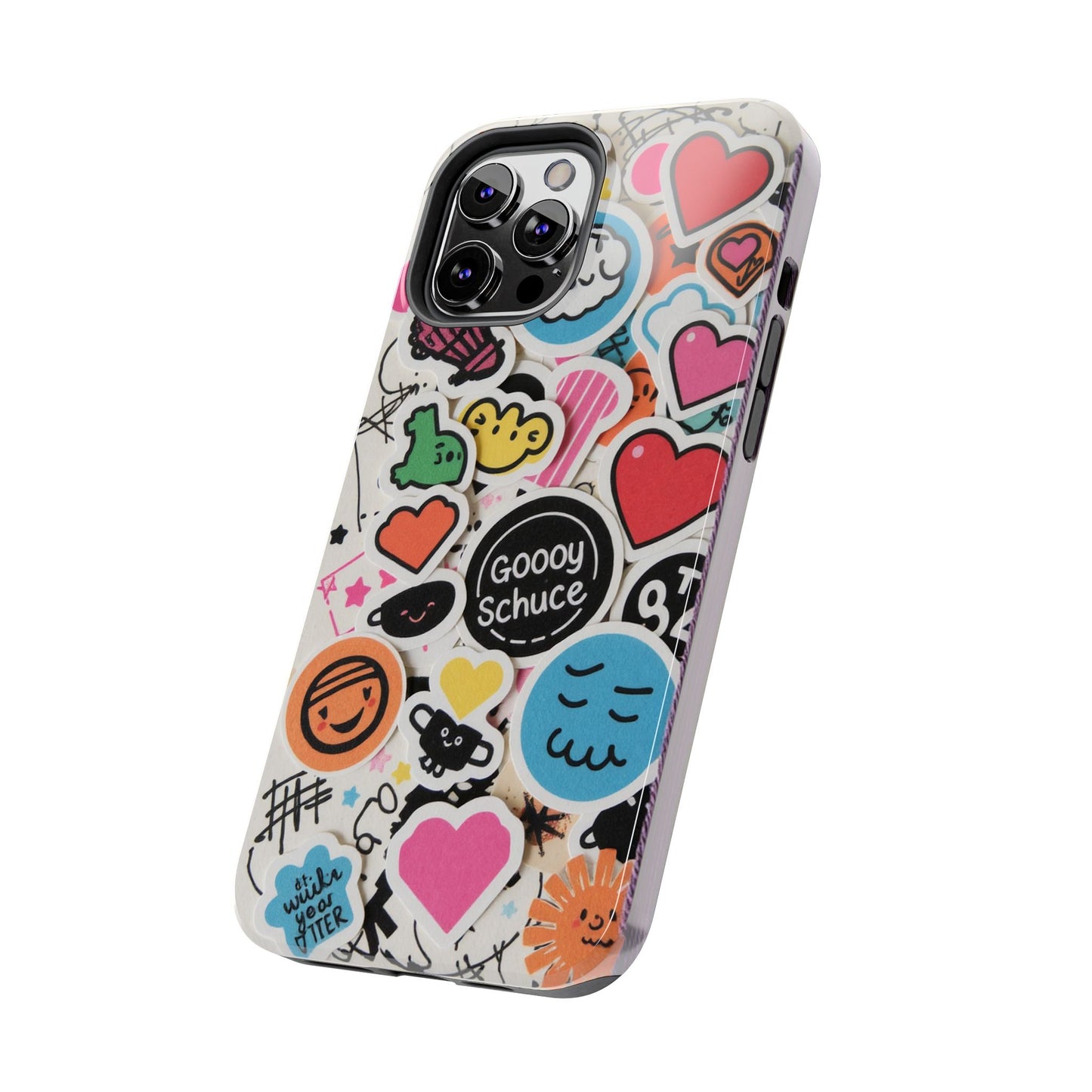 Colorful Stickers Phone Case - Fun & Trendy Tough Phone Cases