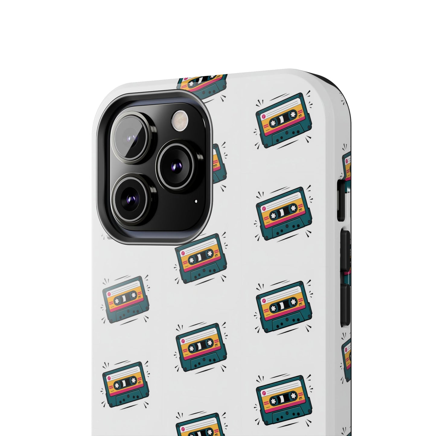 Retro Cassette Tape Phone Case Pattern - White
