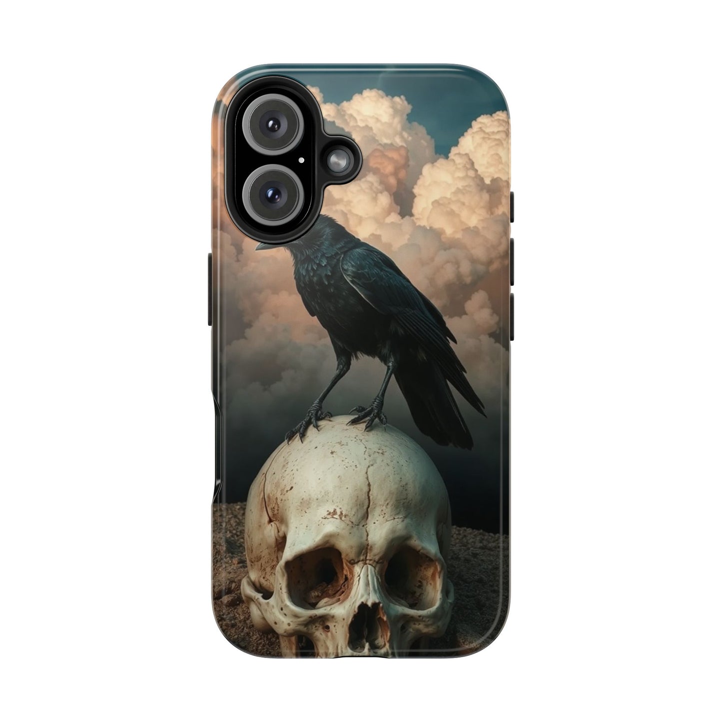 Gothic Raven Skull Tough Phone Case - Unique Protective Cover for Halloween Lovers
