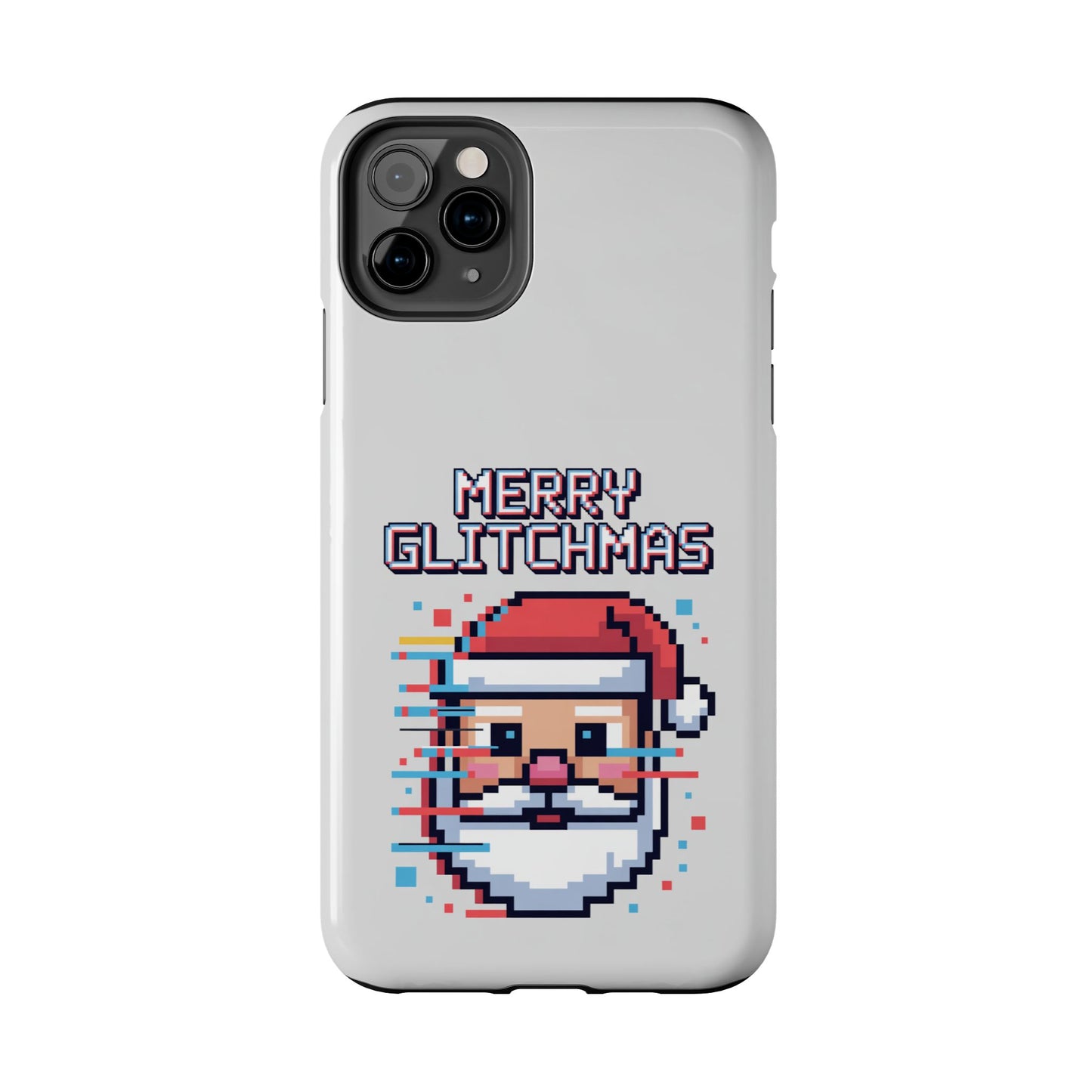 Merry Glitchmas Phone Case - Christmas Pixel Art Design for iPhone
