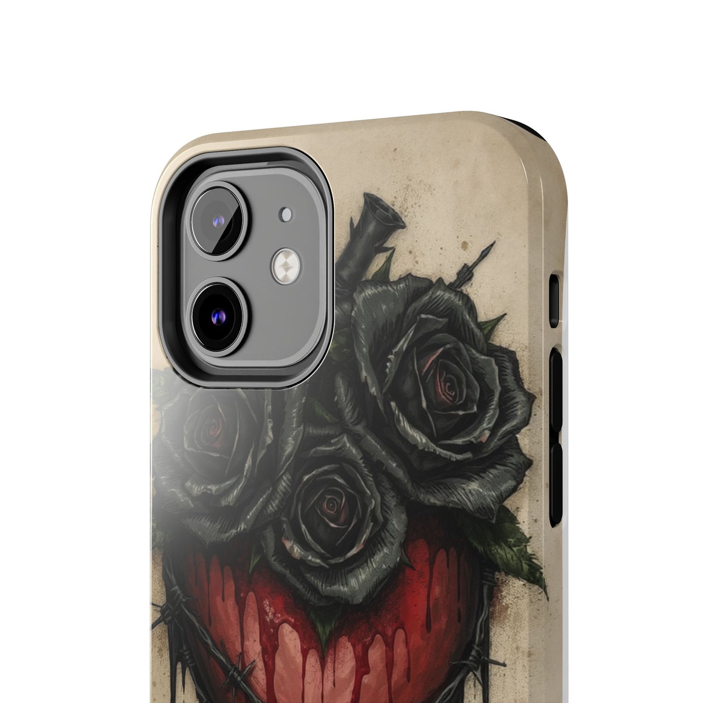 Gothic Heart Phone Case with Roses - Tough & Durable Design