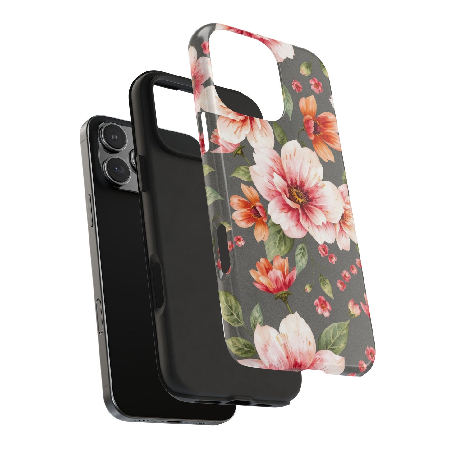 Floral Pink Tough Phone Case - Stylish & Durable Floral Design - for iPhone