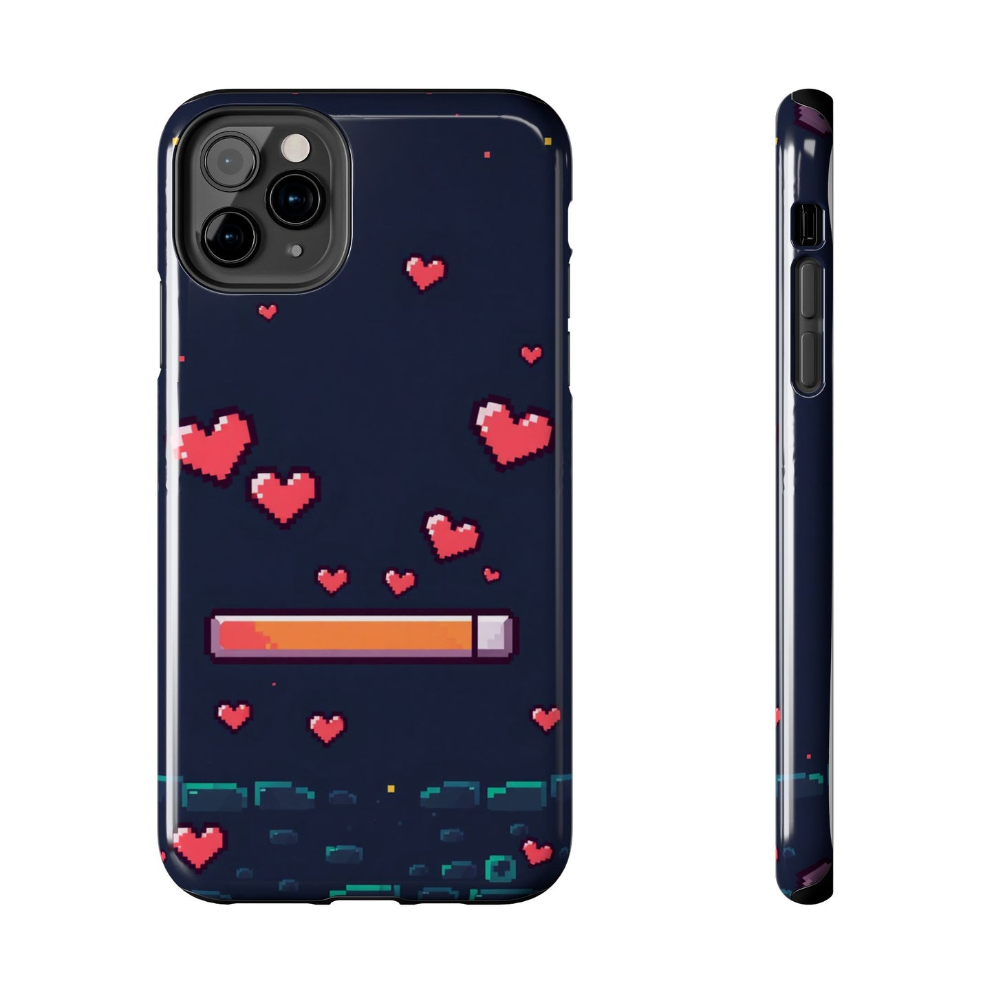 Pixel Heart Tough Phone Case - Retro Gamer Style for Valentine's Day